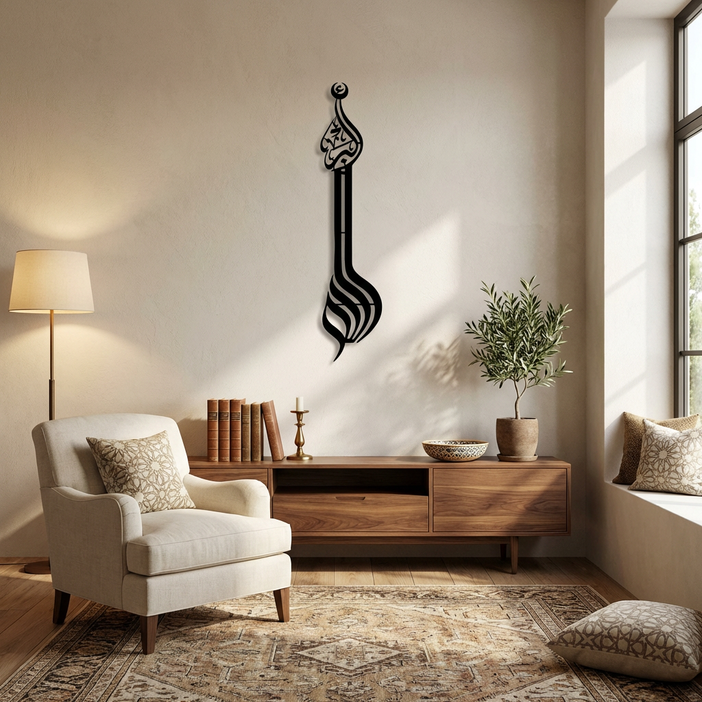 Allahu Ekber Hat Sanatı - İslami Metal Duvar Dekoru