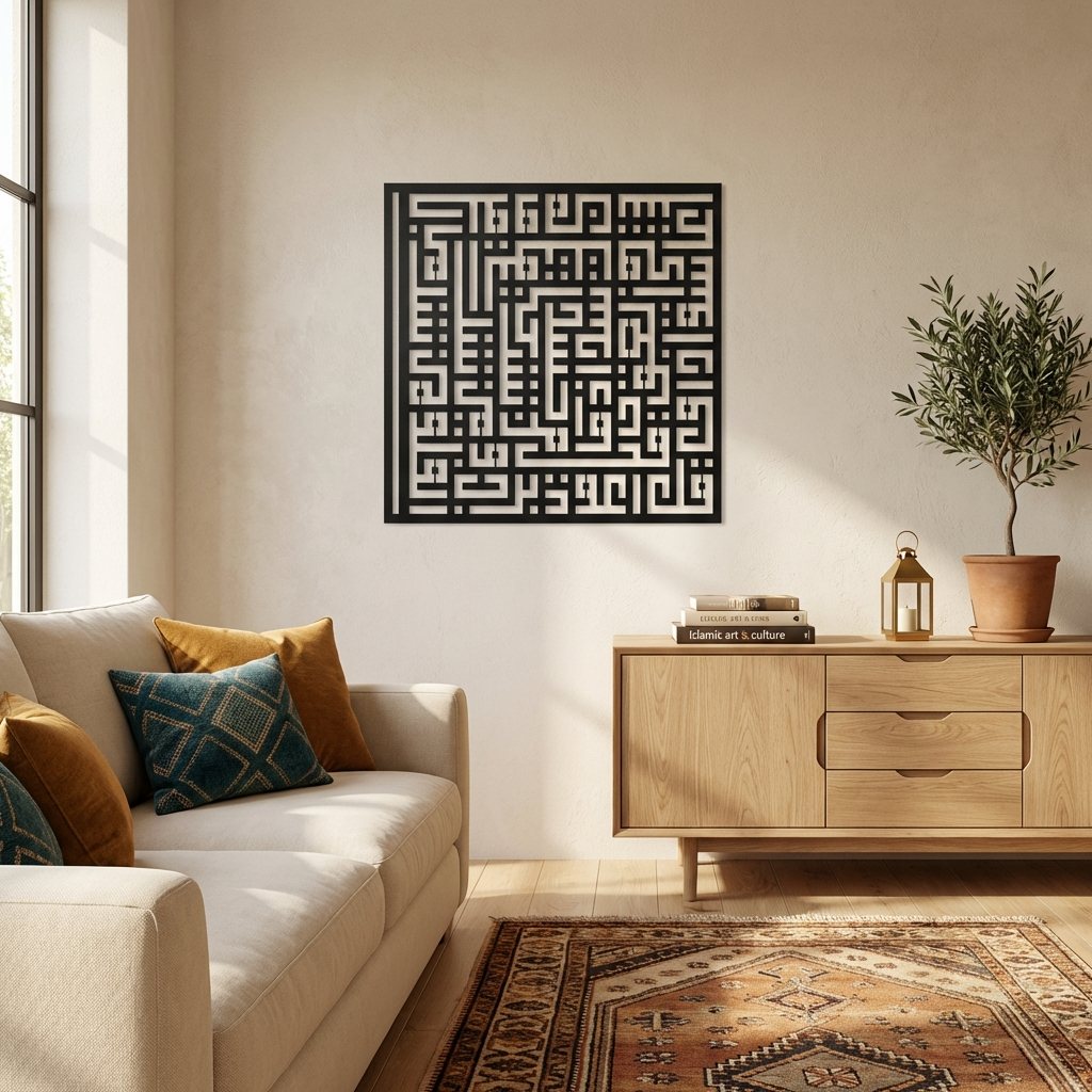 Felak Suresi – İslami Kufi Hat Metal Duvar Dekoru