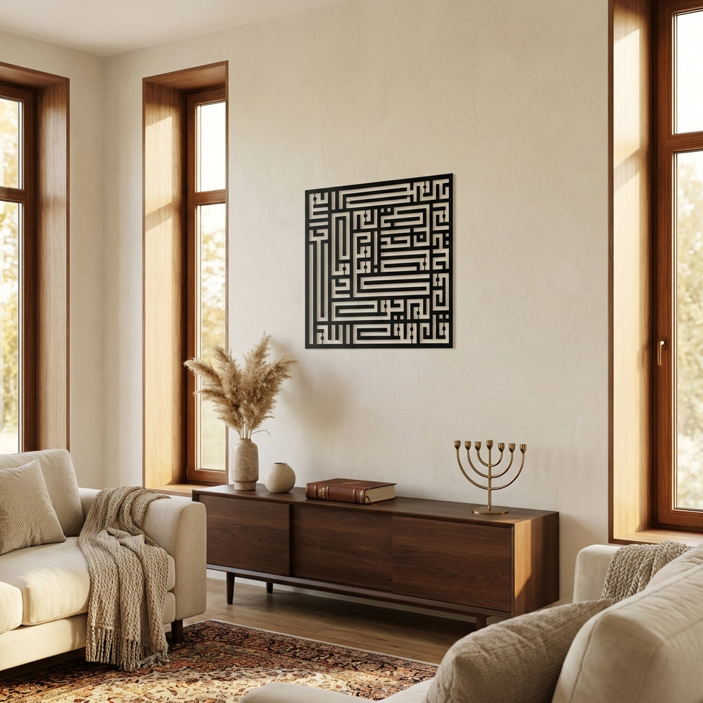 İhlas Suresi – İslami Kufi Hat Metal Duvar Dekoru