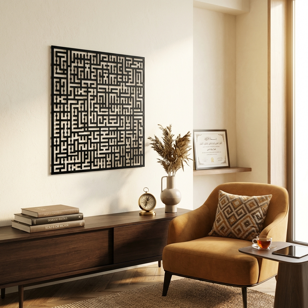 Küfi Hat Ayetel Kürsi İslami Metal Duvar Dekoru