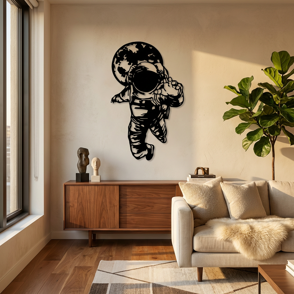 Astronot Rüyası Metal Duvar Dekoru