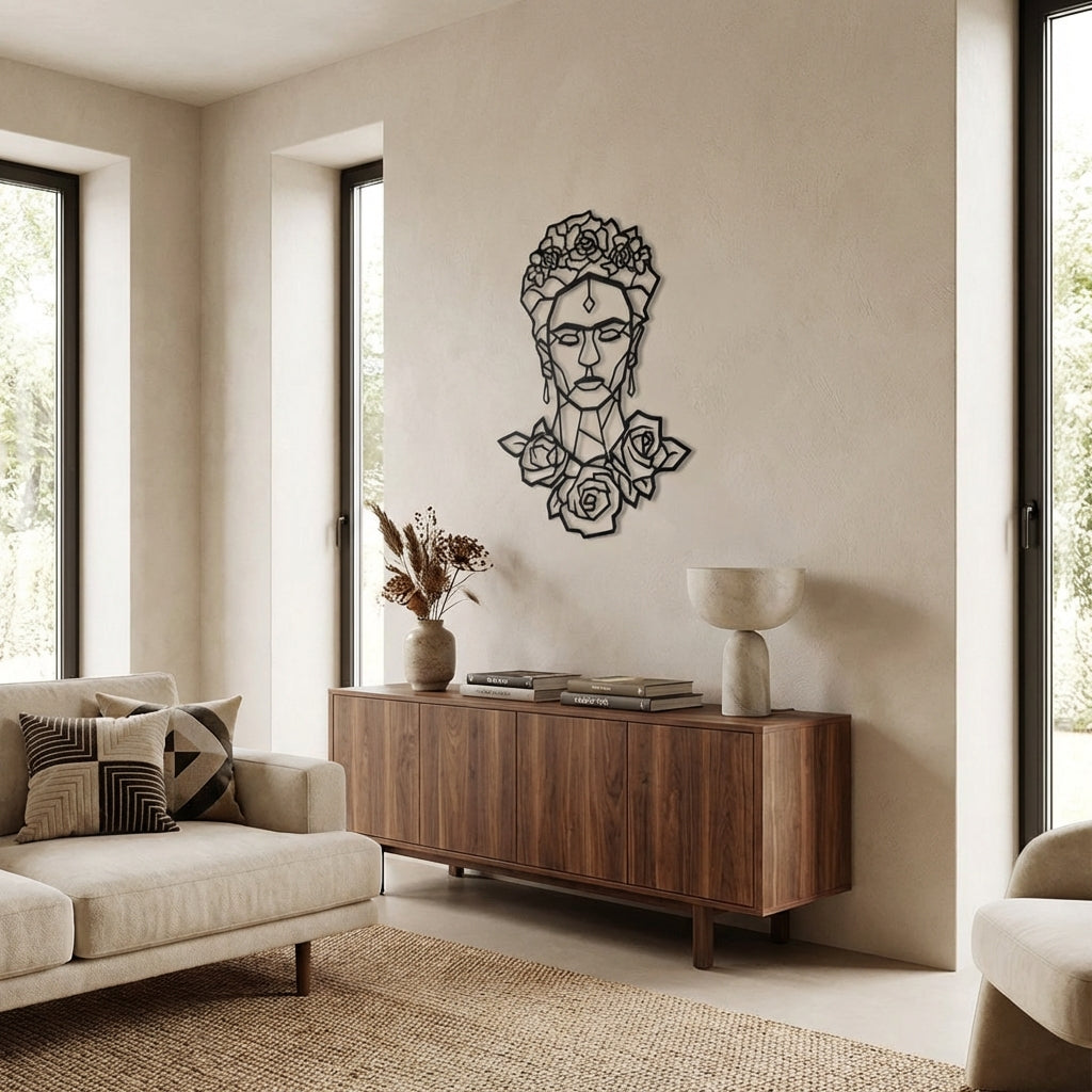 Çiçeklerin Kraliçesi Frida Kahlo Metal Duvar Dekoru