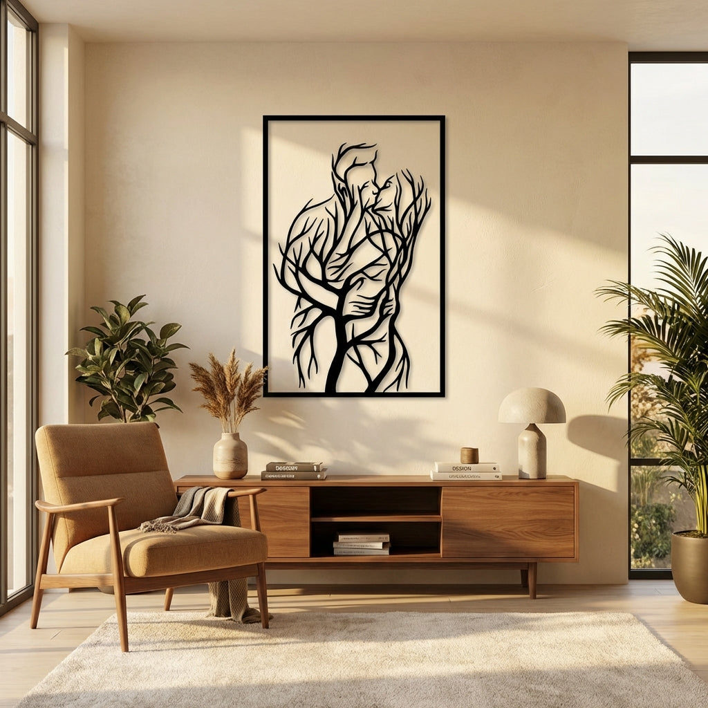 Doğanın Kucaklaşması Metal Duvar Dekoru