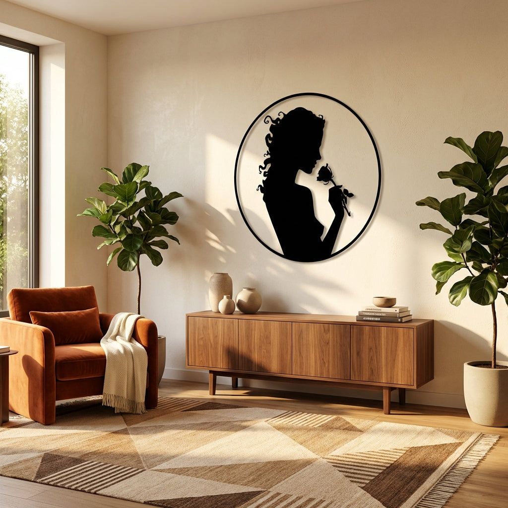 Gül Sessizliği Metal Duvar Dekoru