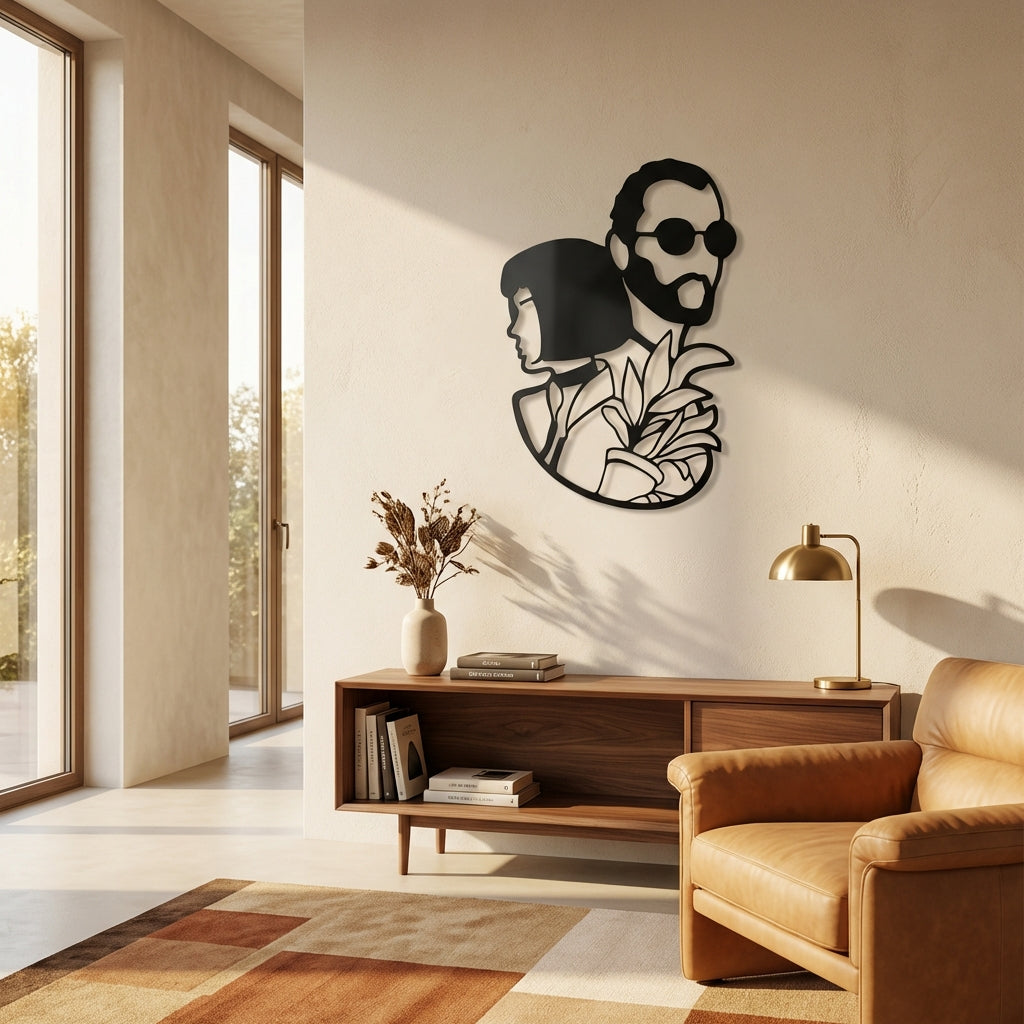 Kadın ve Adam – Minimal Silüet Metal Duvar Dekoru