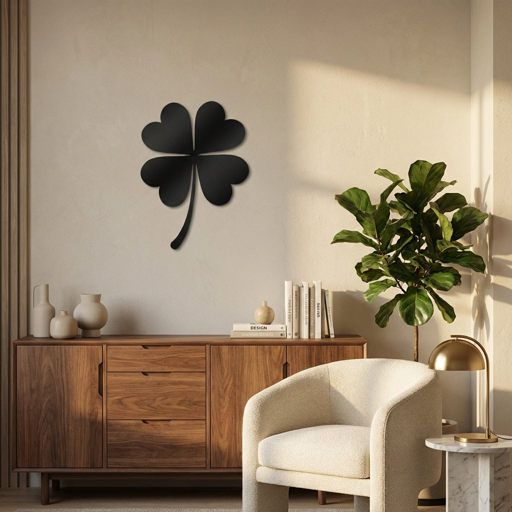 Şansın Simgesi Dört Yapraklı Yonca Metal Duvar Dekoru