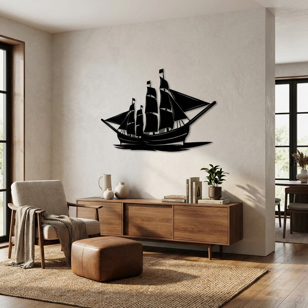 Uzak Diyarlar Yelkenlisi Metal Duvar Dekoru