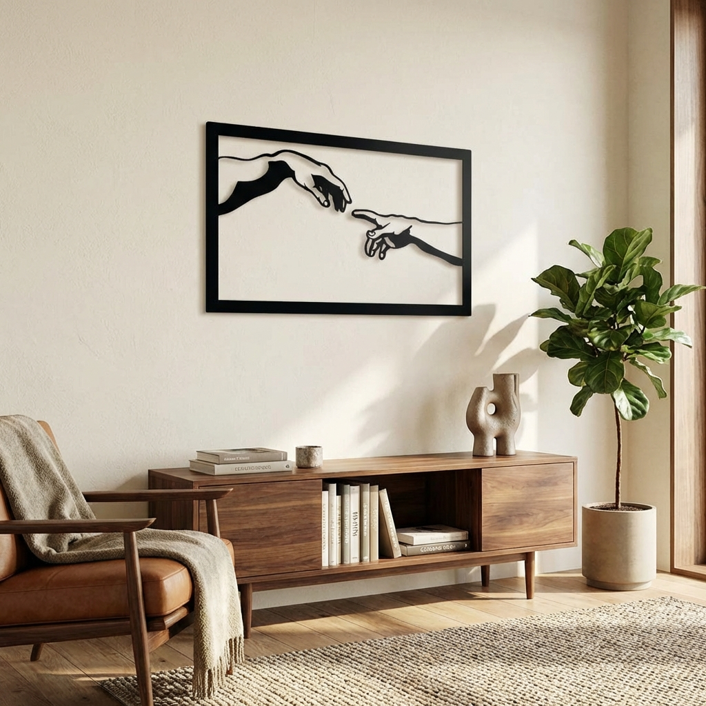 Yaradılış Dokunuşu Metal Duvar Dekoru