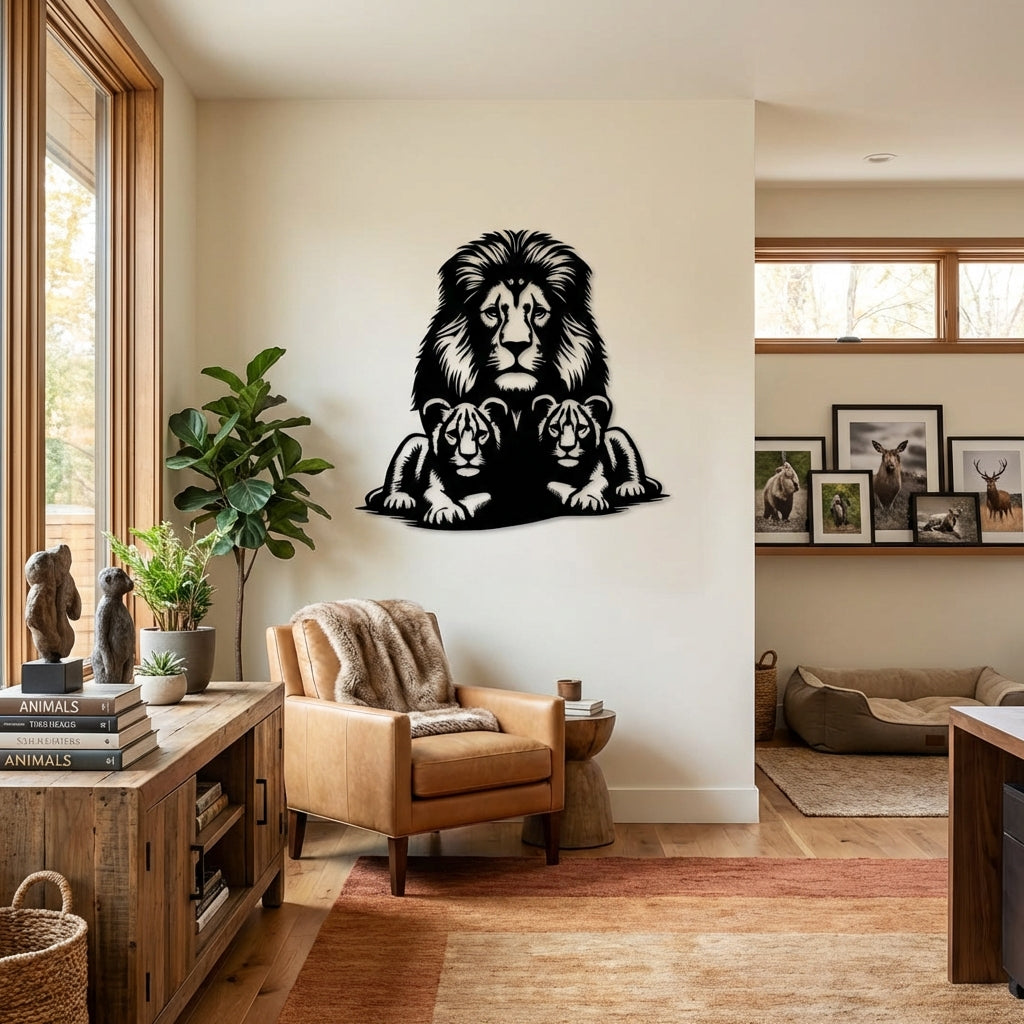 Aslan Ailesi Metal Duvar Dekoru