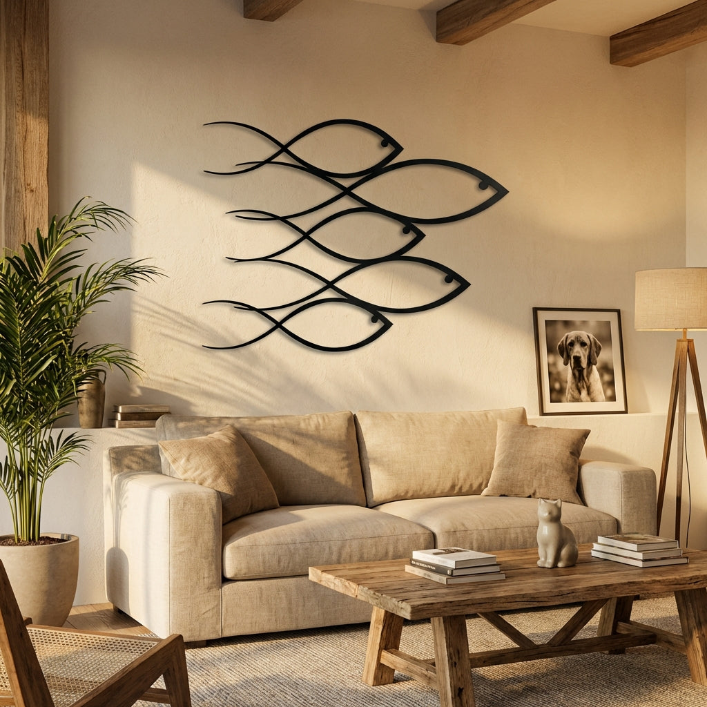 Balık Sarmalı Metal Duvar Dekoru