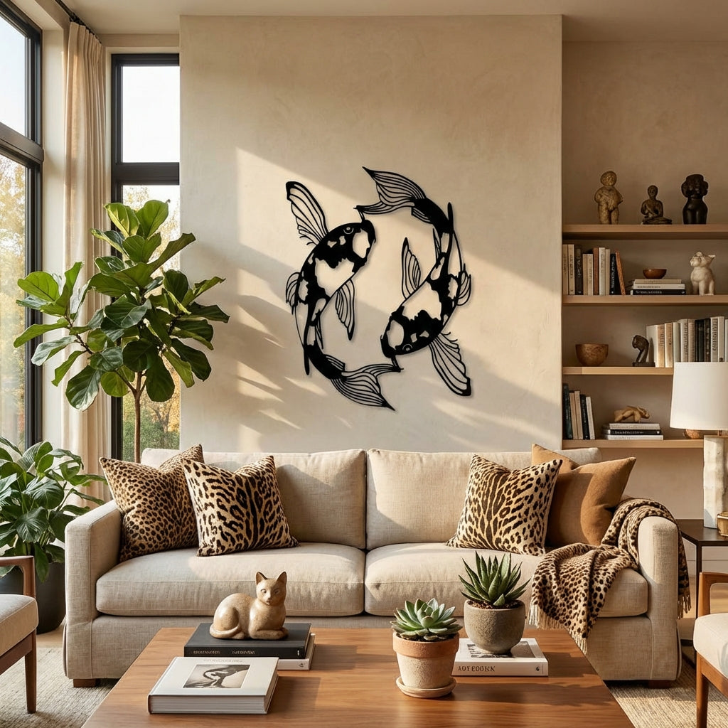 Koi Balığı Metal Duvar Dekoru