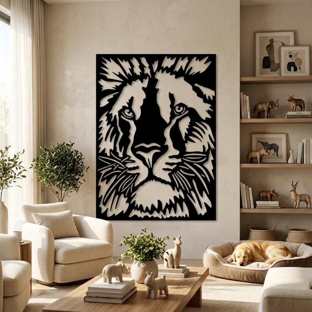 Ormanların Kralı Aslan Metal Duvar Dekoru