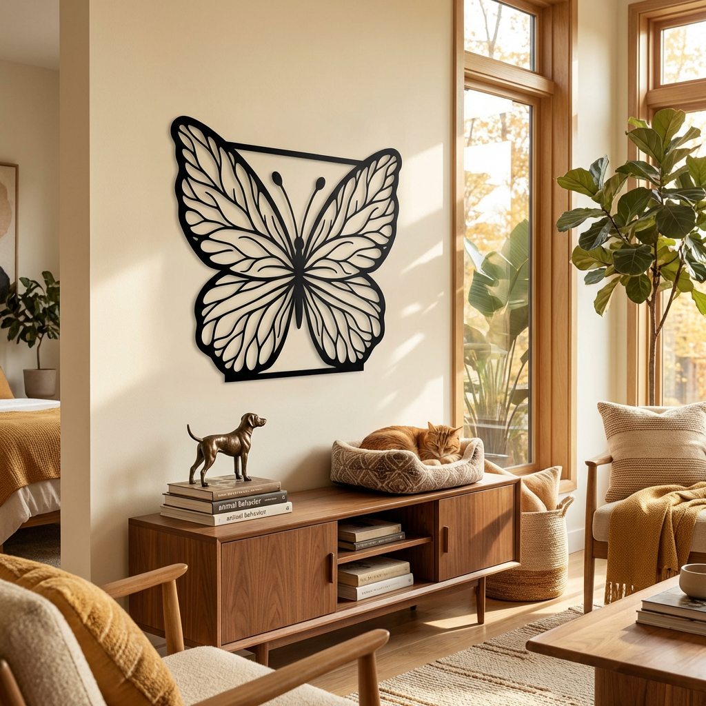 Zarif Kelebek Metal Duvar Dekoru
