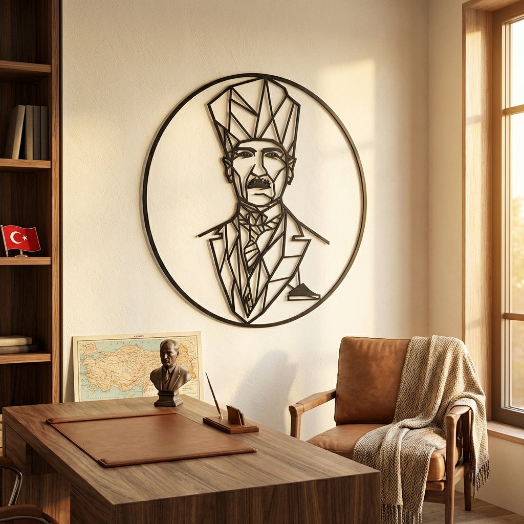 Geometrik Atatürk – Metal Duvar Dekoru