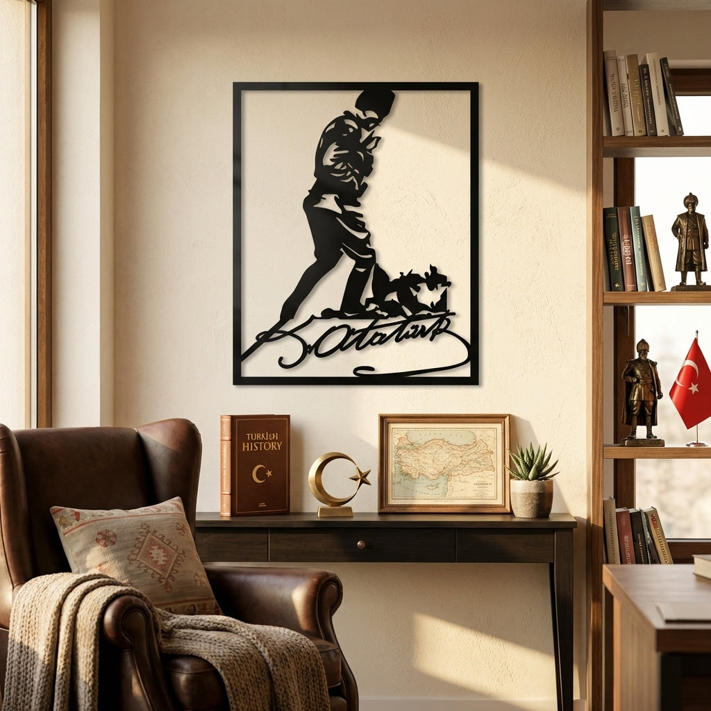 Kahraman Komutan Atatürk Metal Duvar Dekoru