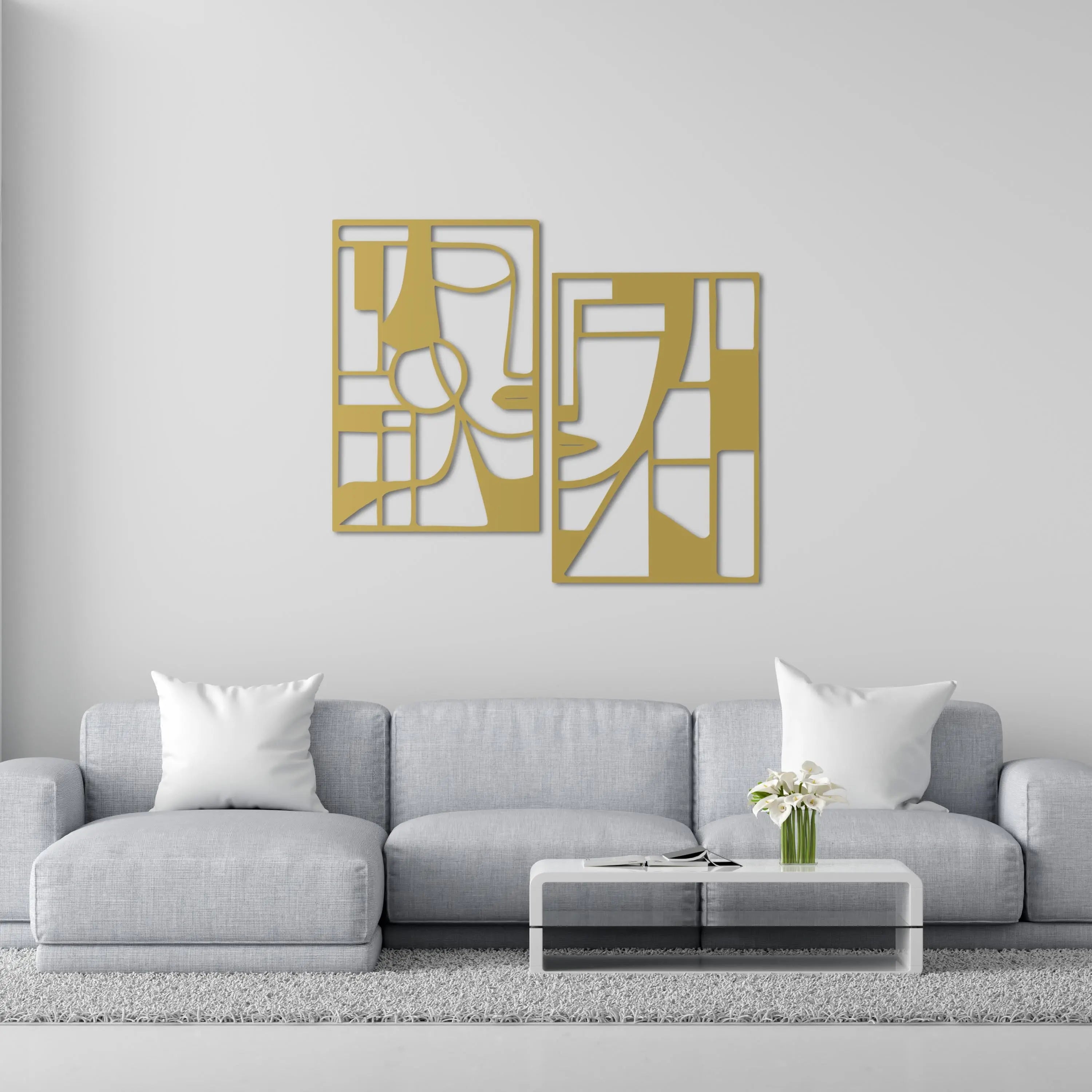 Bakışların Dili 2’li Yüz Metal Duvar Dekoru Laser Artique