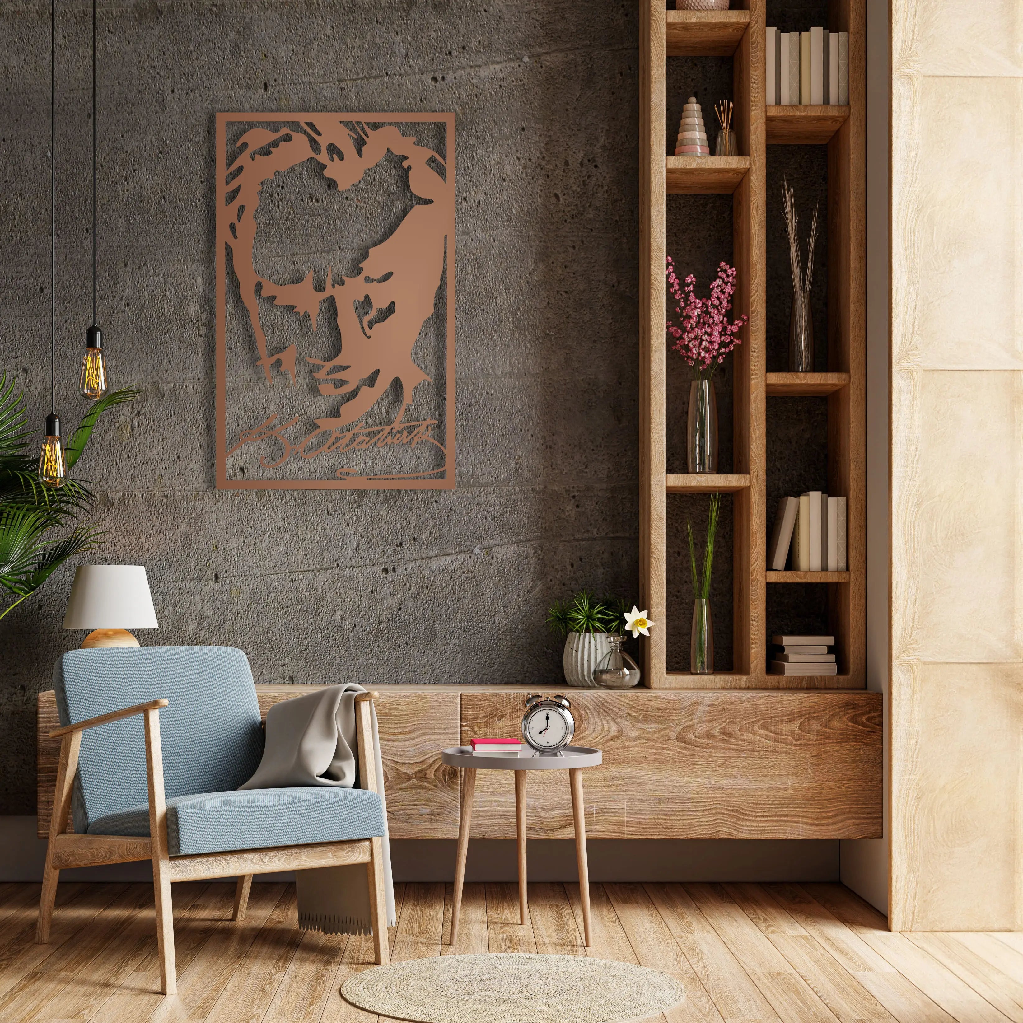 Atatürk İmza ve Portre Metal Duvar Dekoru Laser Artique