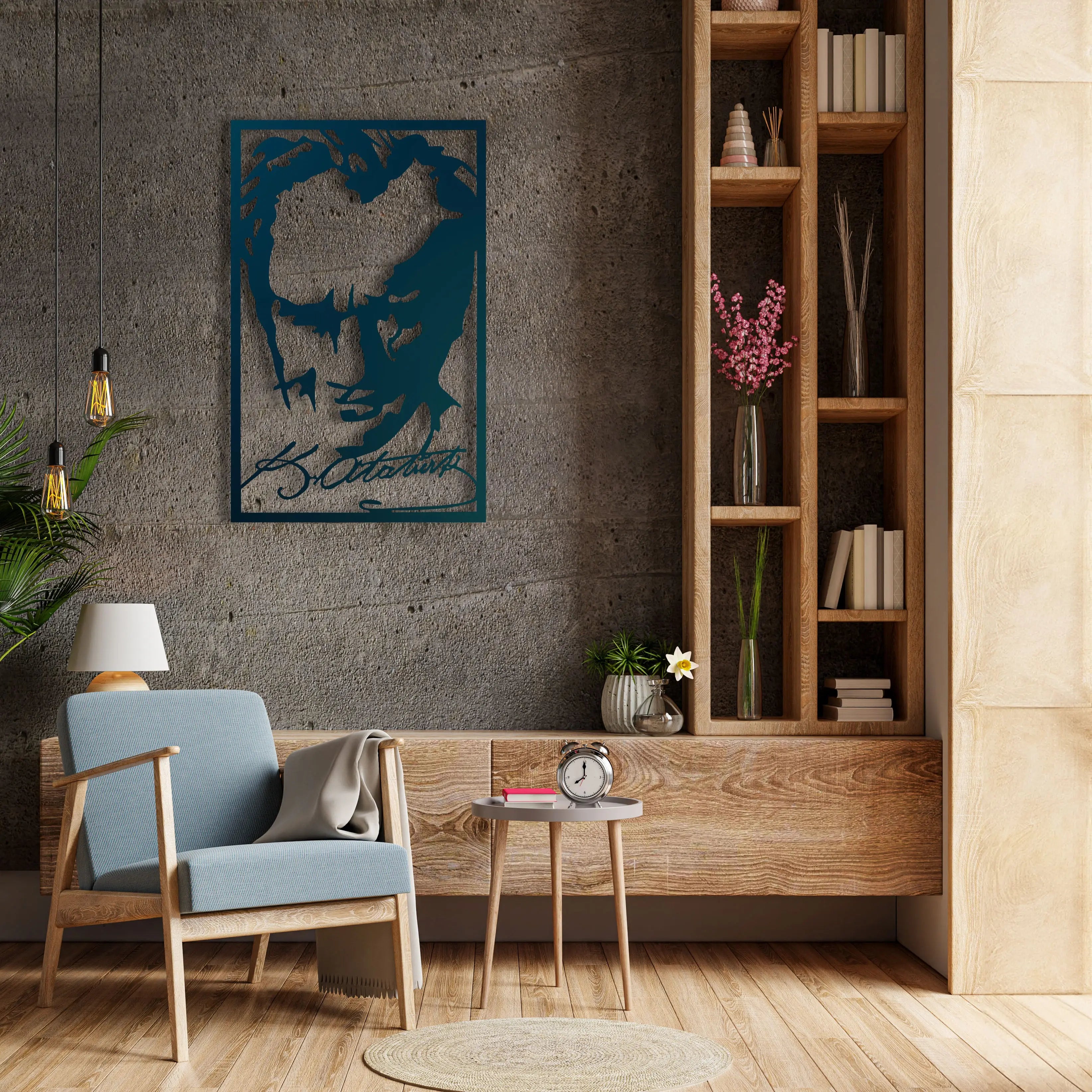 Atatürk İmza ve Portre Metal Duvar Dekoru Laser Artique