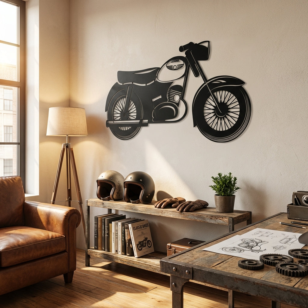 Klasik Jawa Motosiklet – Metal Duvar Dekoru
