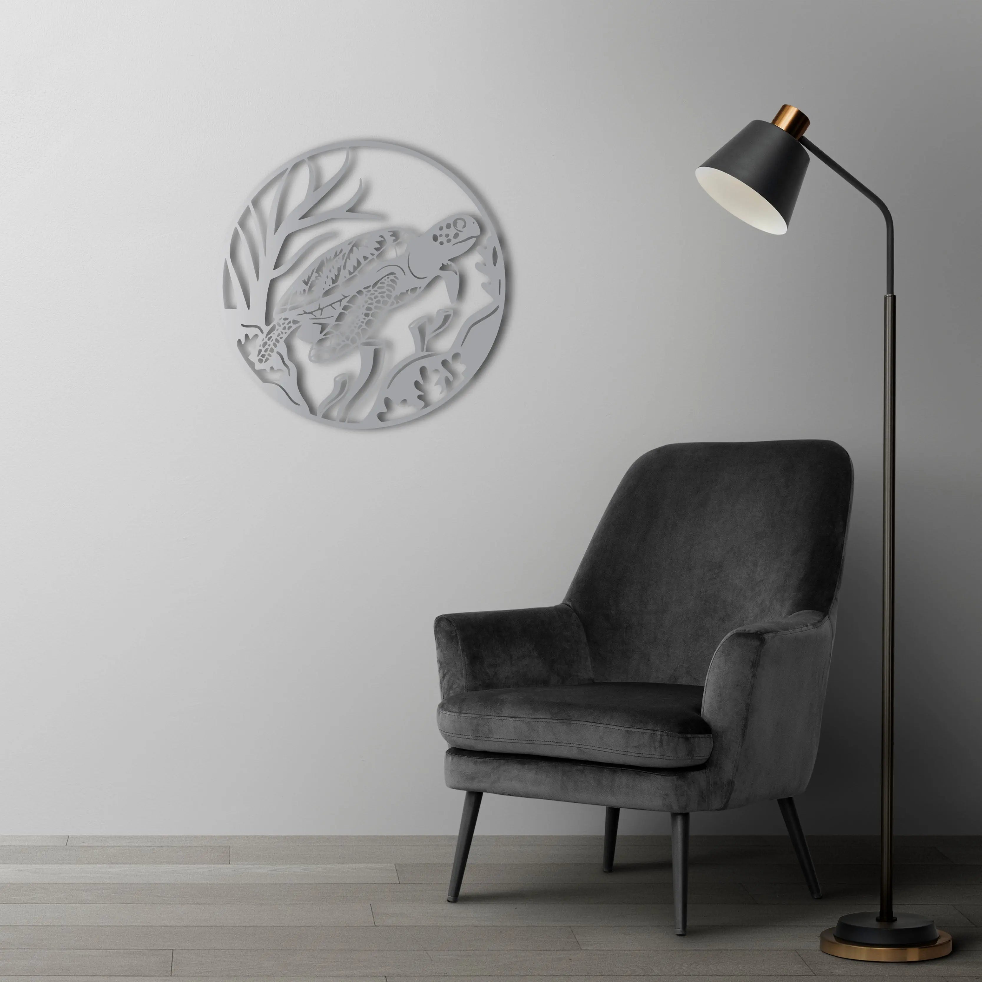 Kaplumbağa Metal Duvar Dekoru Laser Artique