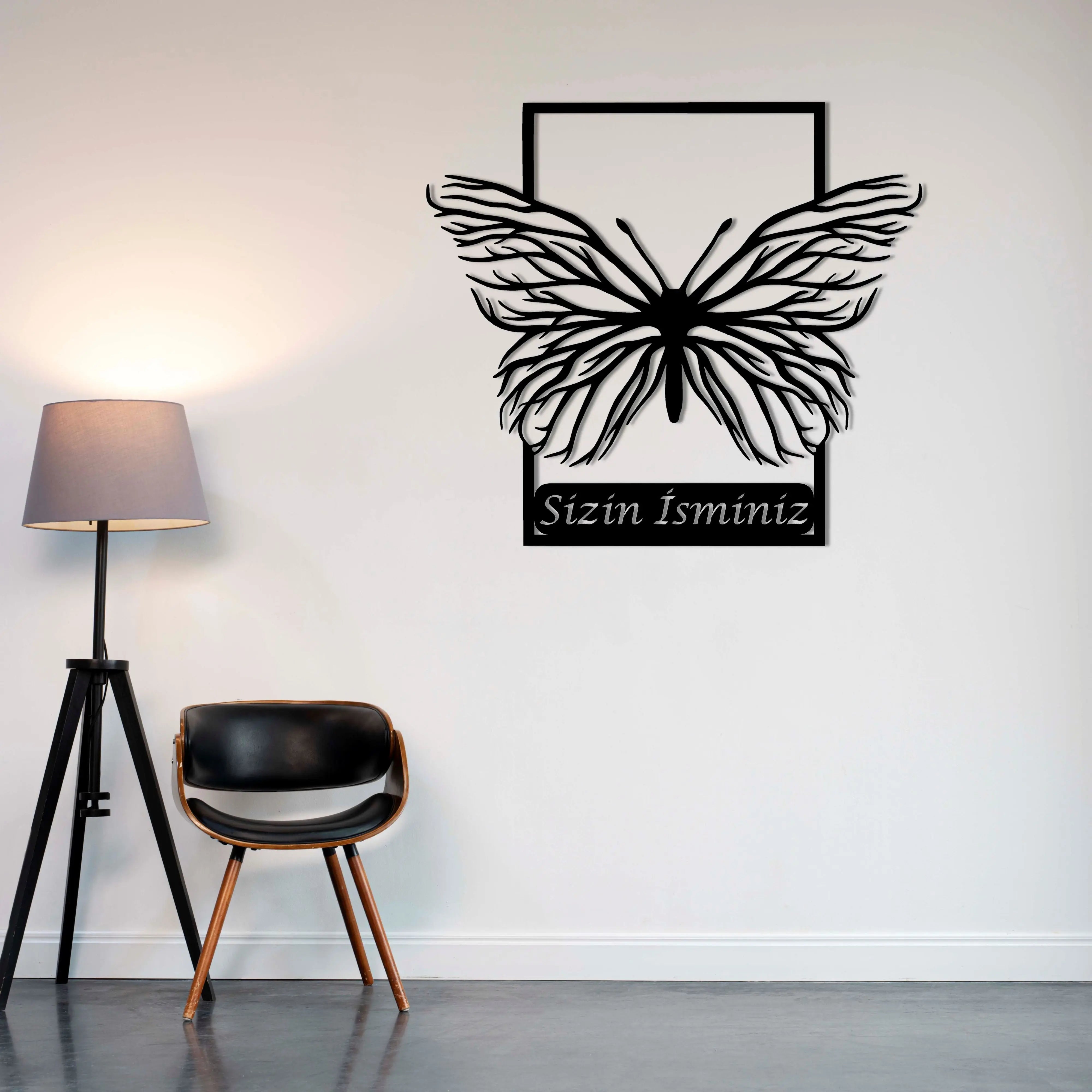 Kelebek Hikayesi Metal Duvar Dekoru Laser Artique