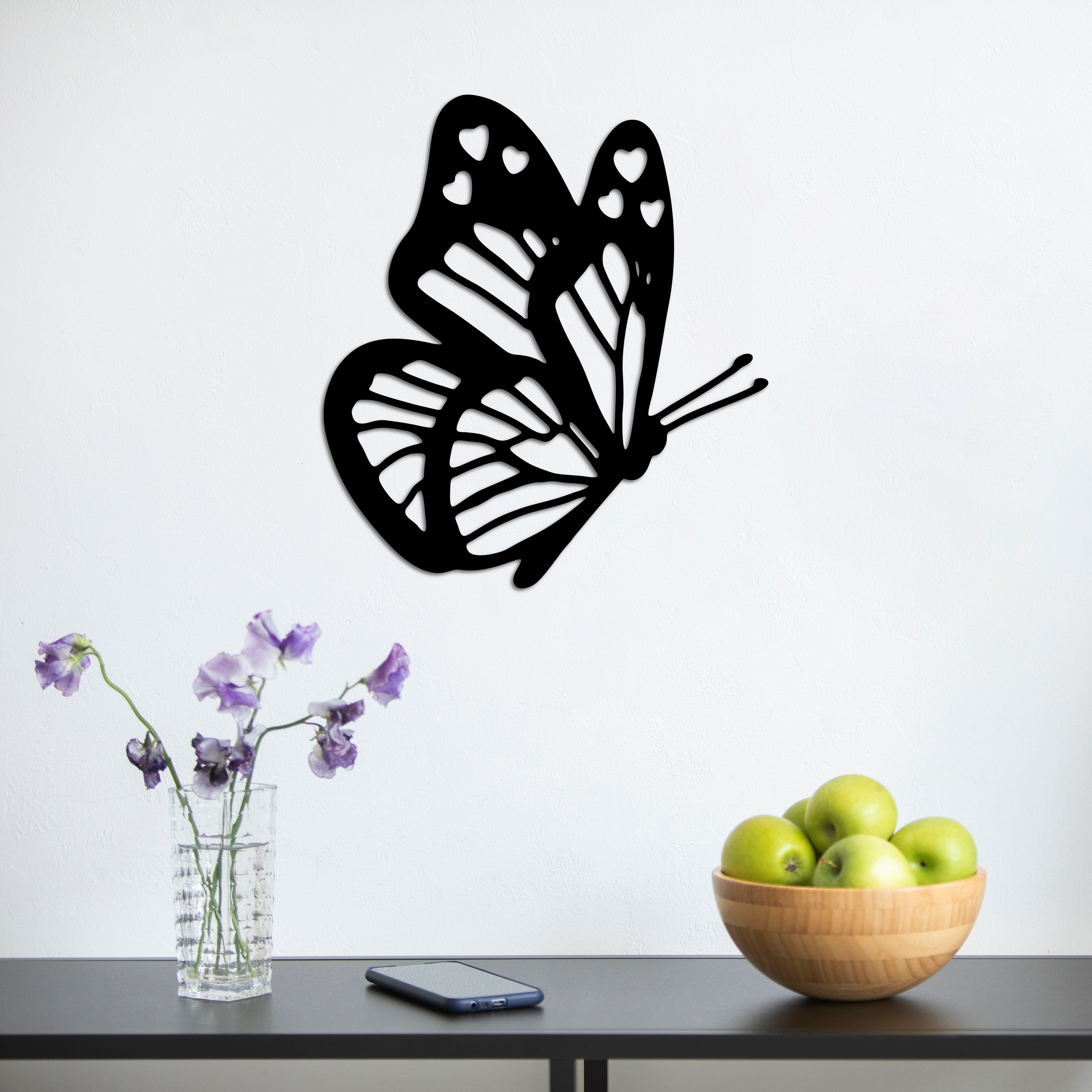 Zarafet Kanatları Kelebek Metal Duvar Dekoru Laser Artique