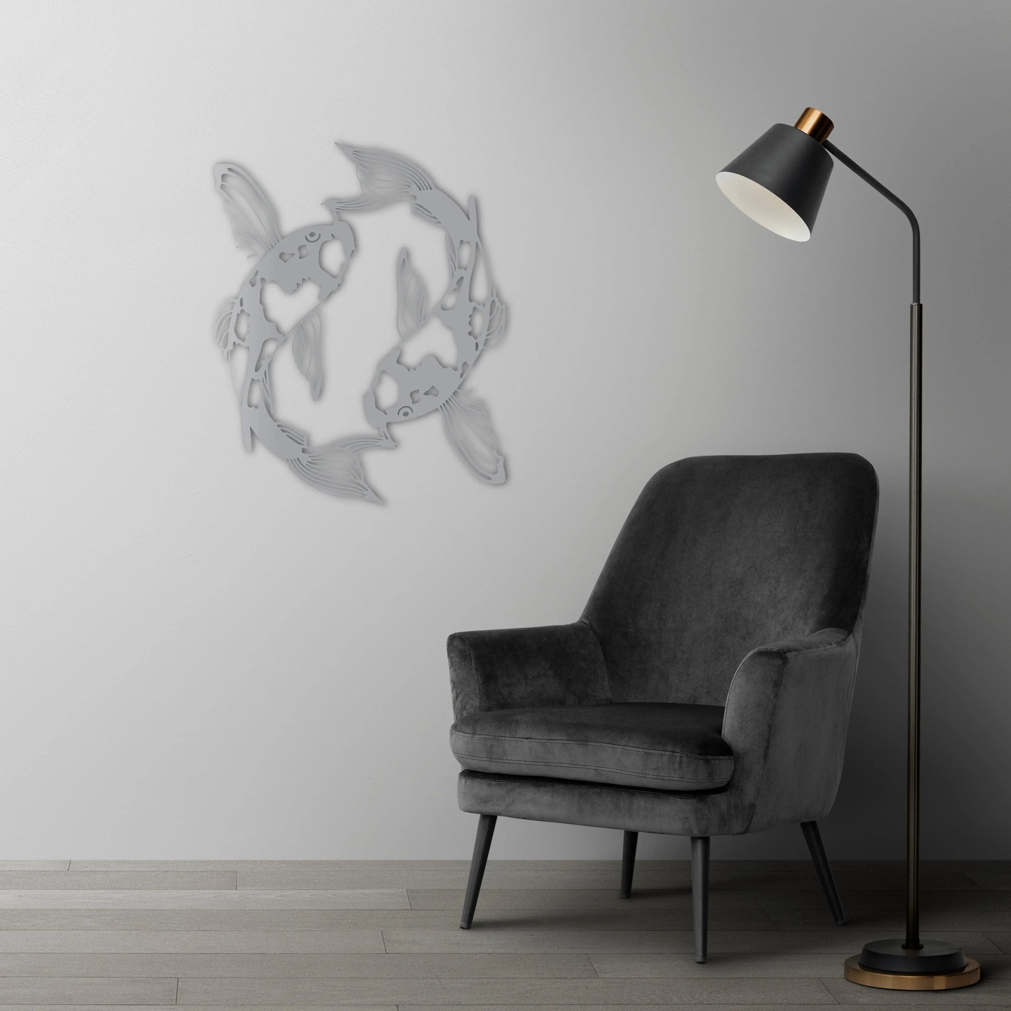 Koi Balığı Metal Duvar Dekoru Laser Artique