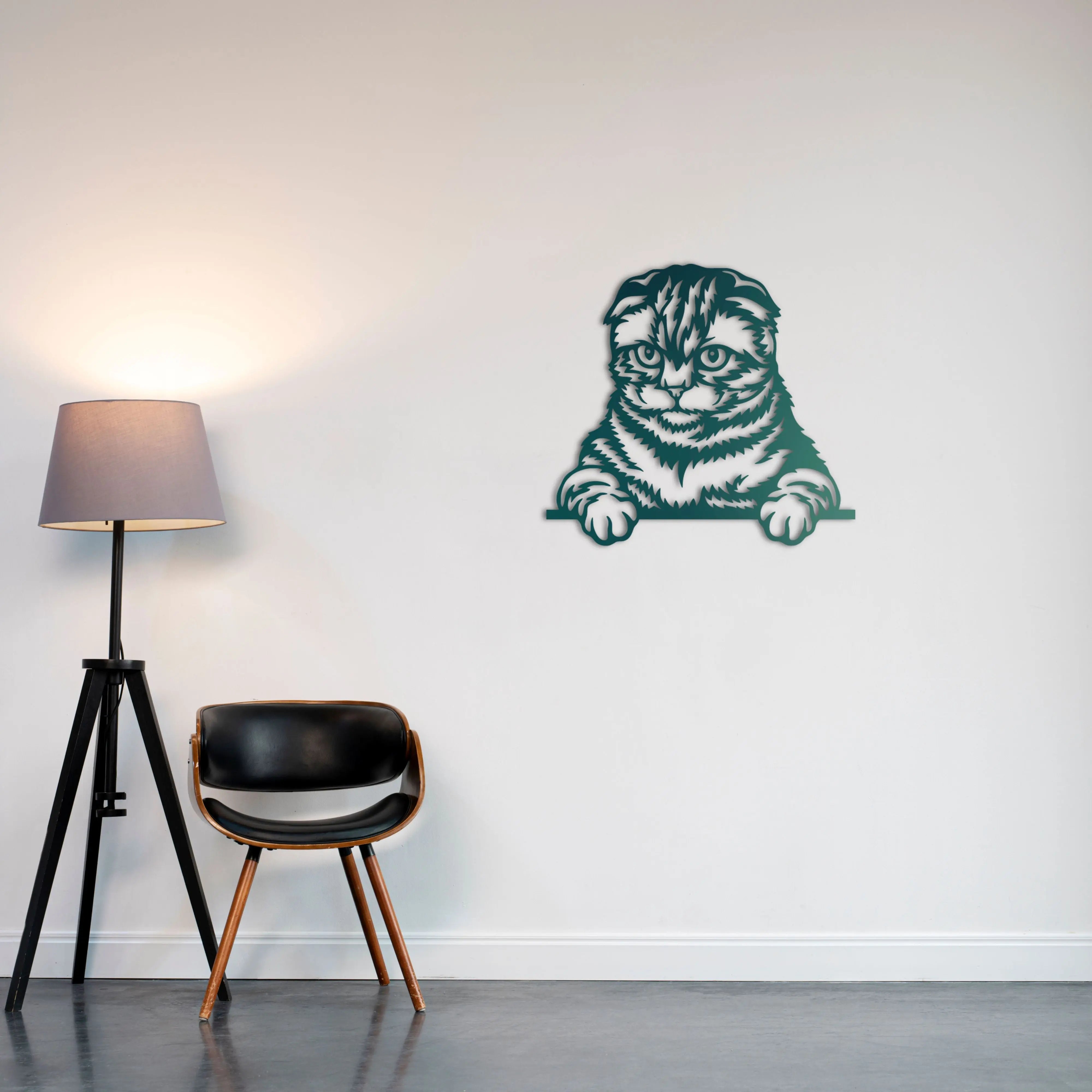 Meraklı Kedi Metal Duvar Dekoru Laser Artique