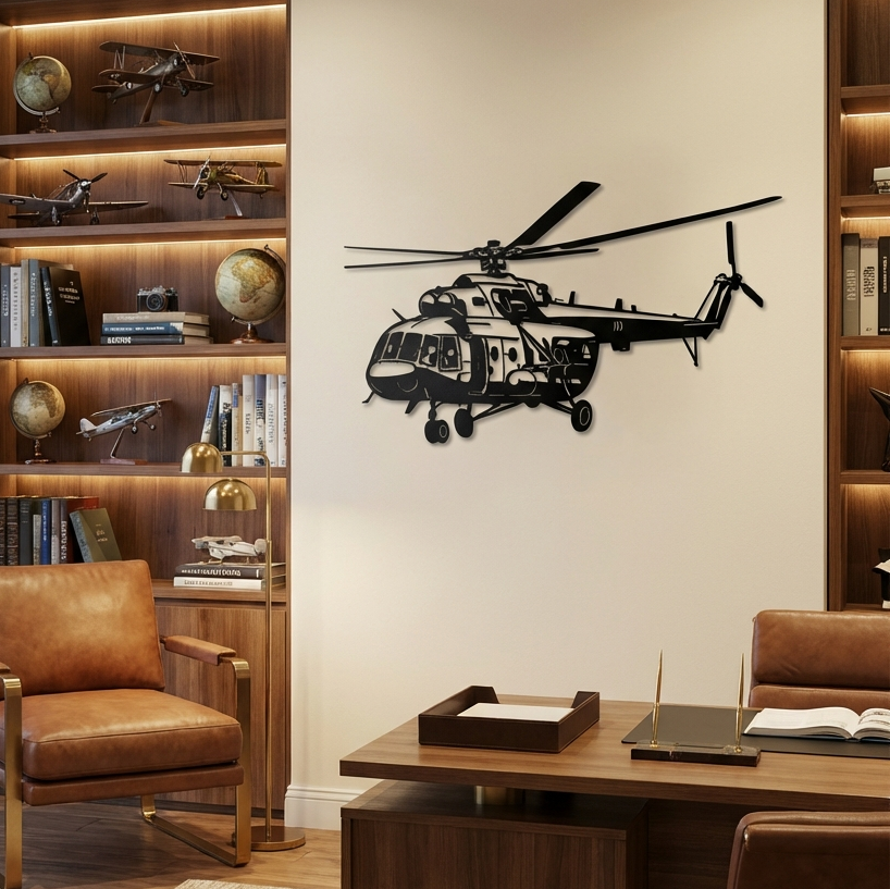 Mi-17 – Askeri Helikopter Metal Duvar Dekoru