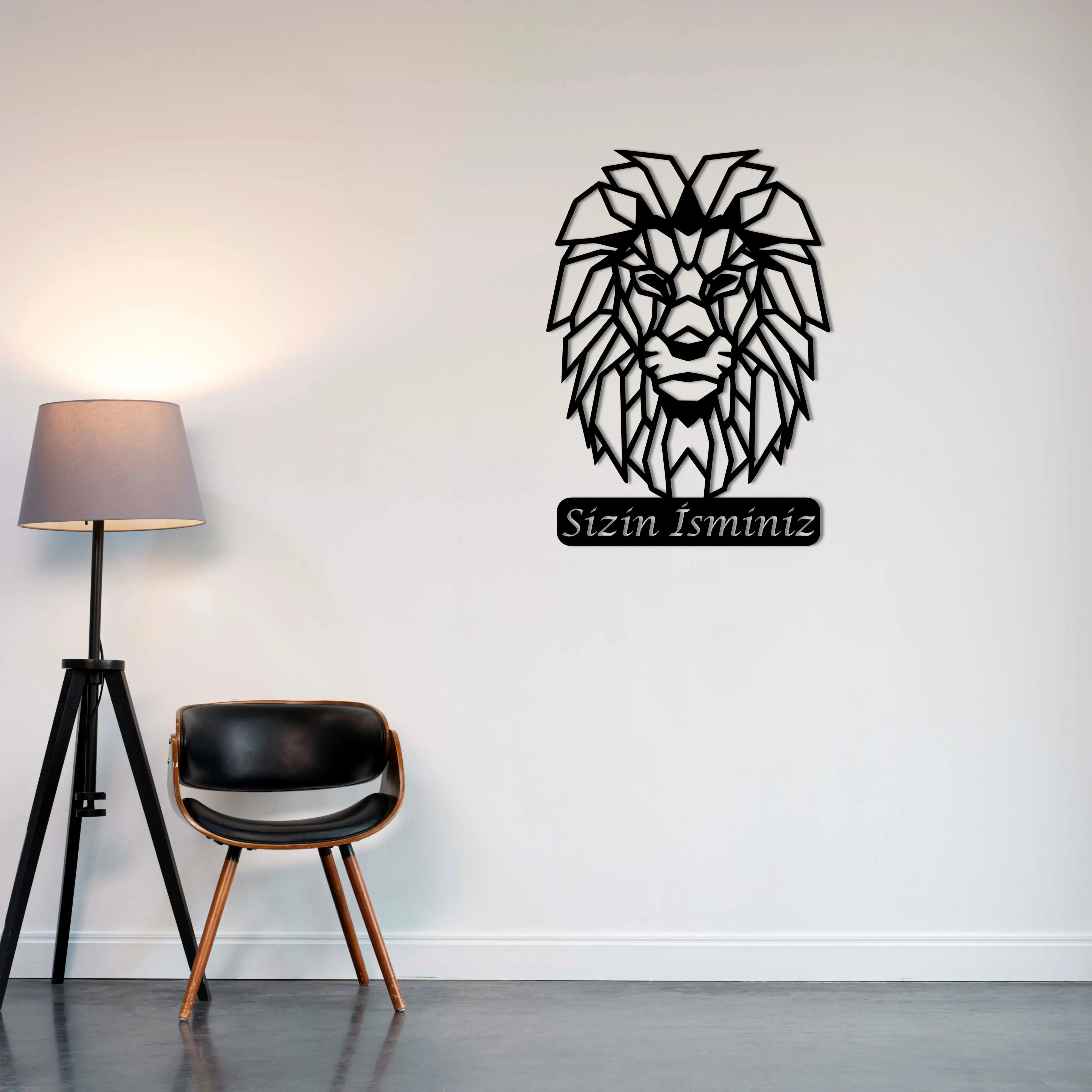 Modern Aslan Sanatı Metal Duvar Dekoru Laser Artique