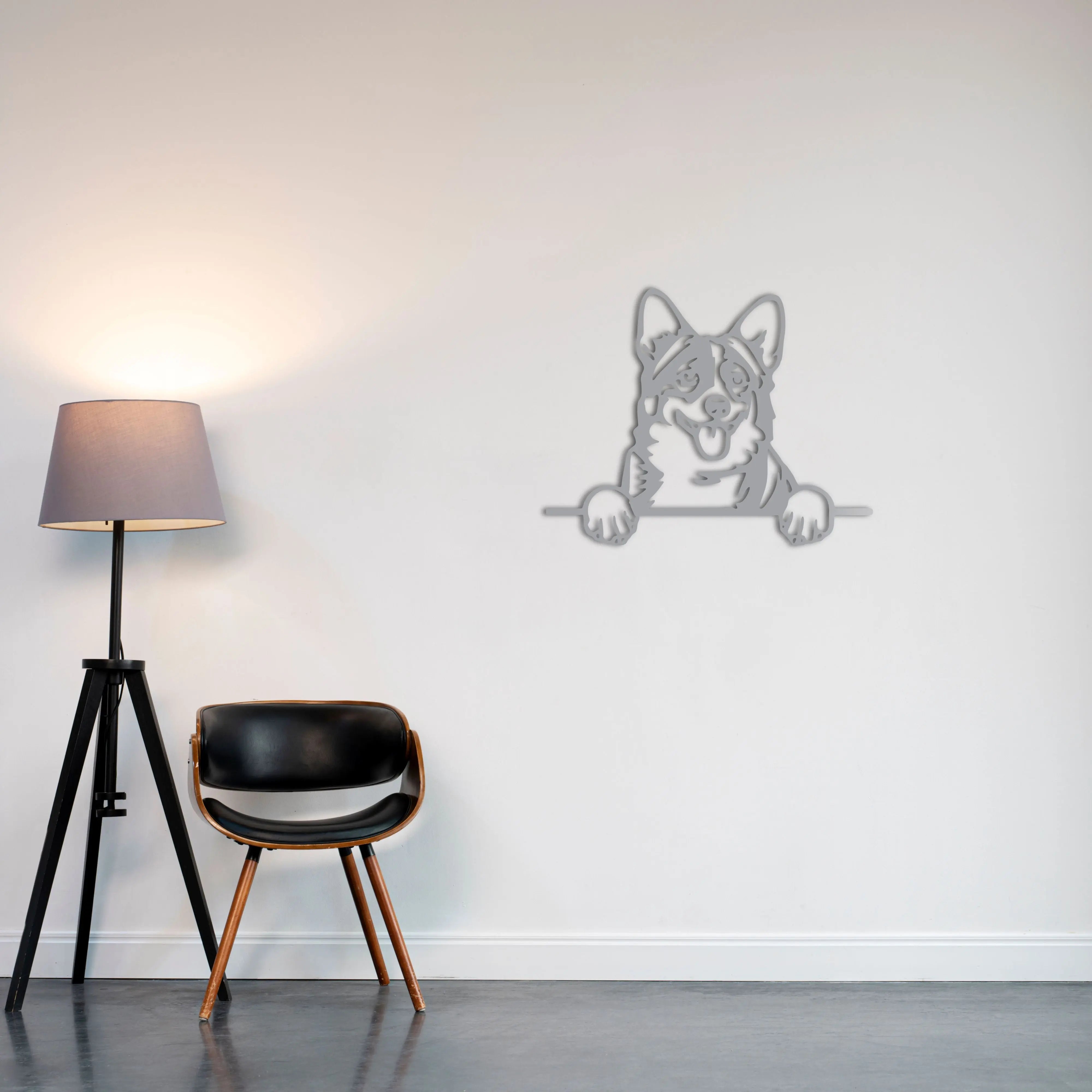 Mutlu Köpek Metal Duvar Dekoru Laser Artique