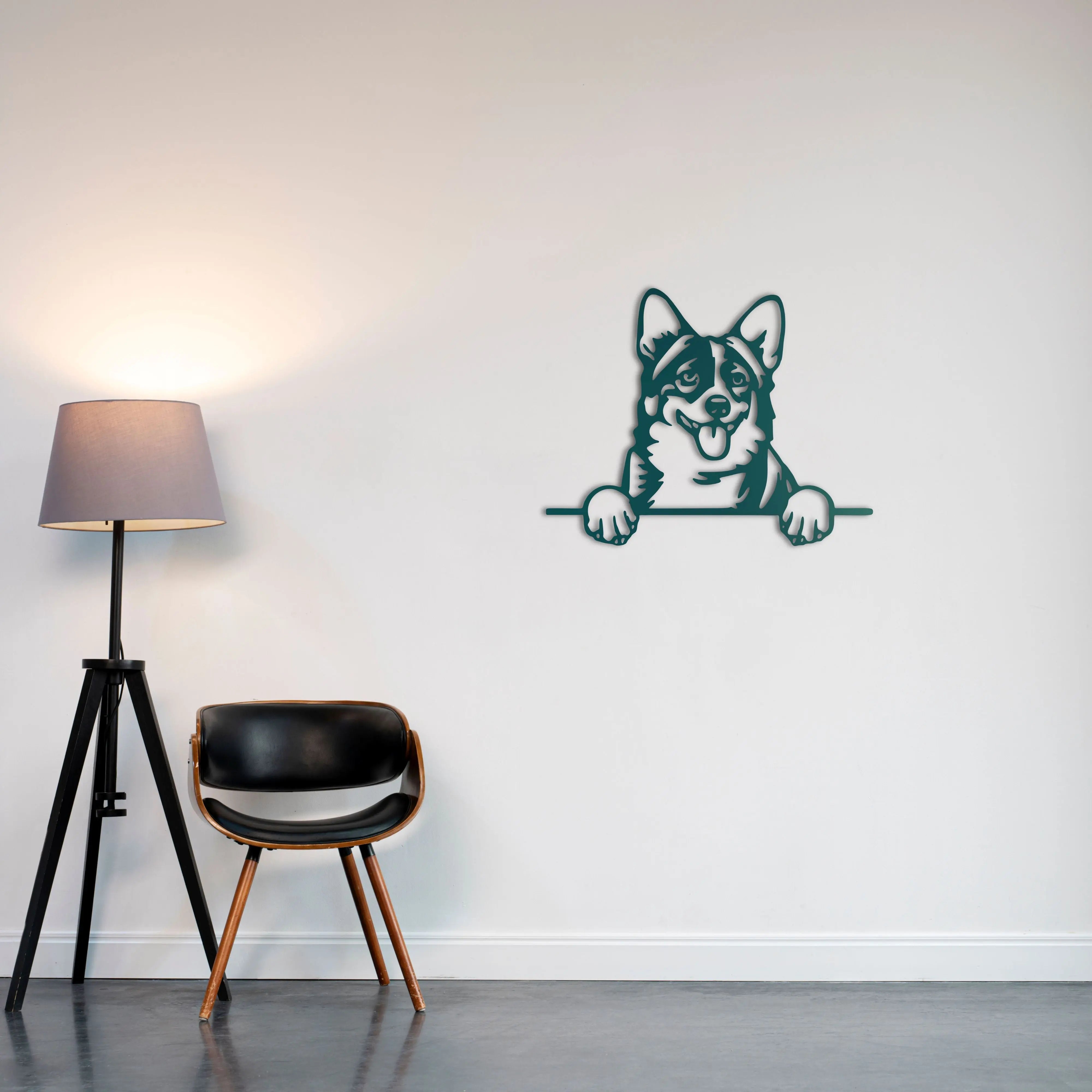 Mutlu Köpek Metal Duvar Dekoru Laser Artique