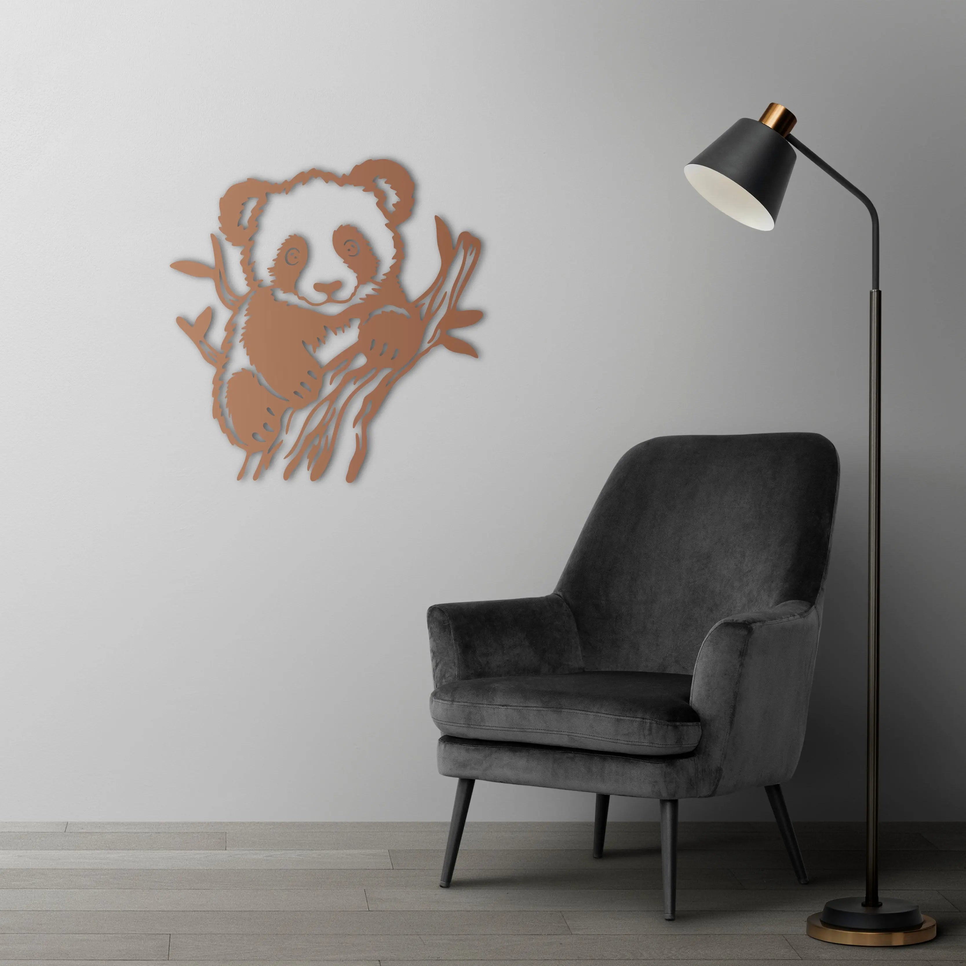 Neşeli Yoldaş: Panda Metal Duvar Dekoru Laser Artique