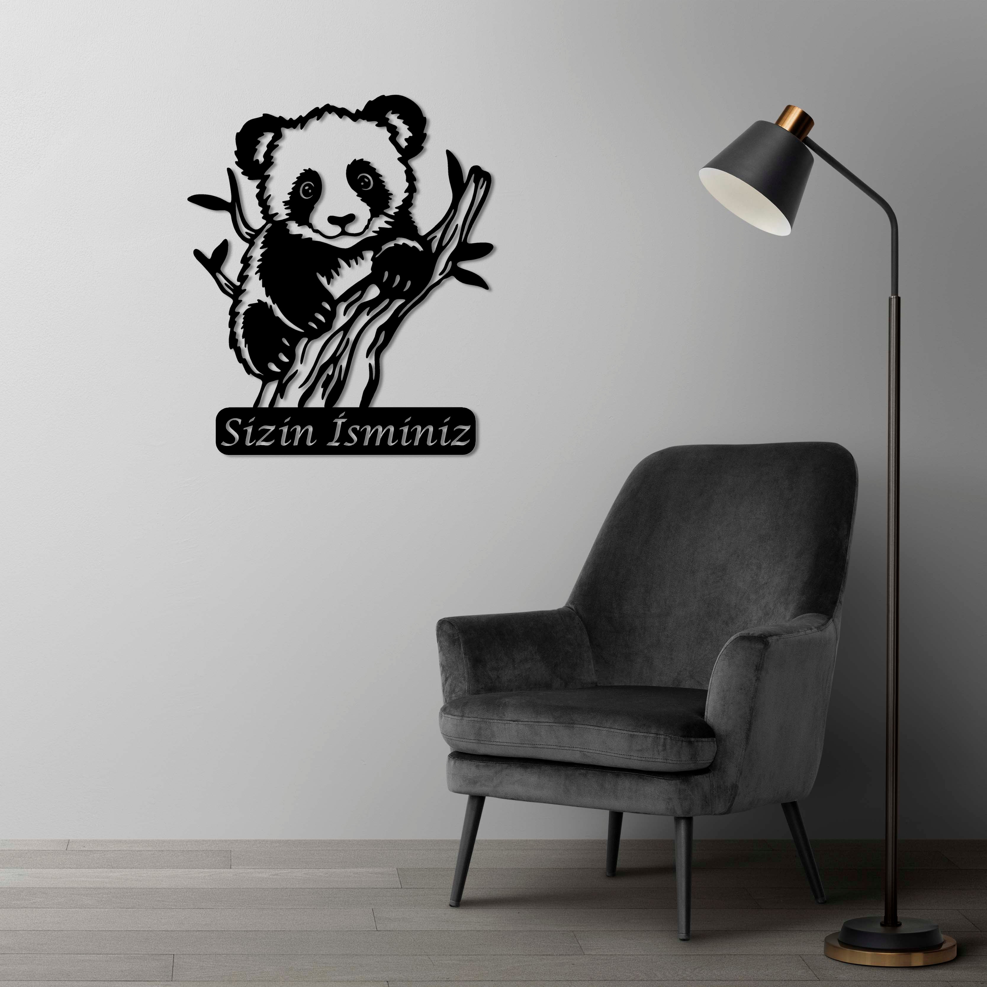 Neşeli Yoldaş: Panda Metal Duvar Dekoru