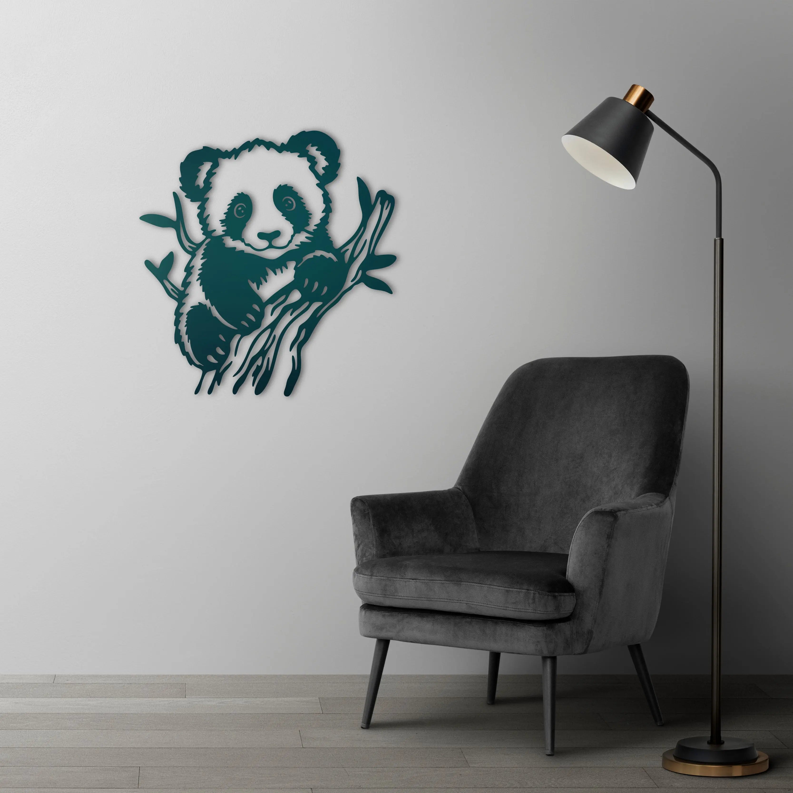 Neşeli Yoldaş: Panda Metal Duvar Dekoru Laser Artique