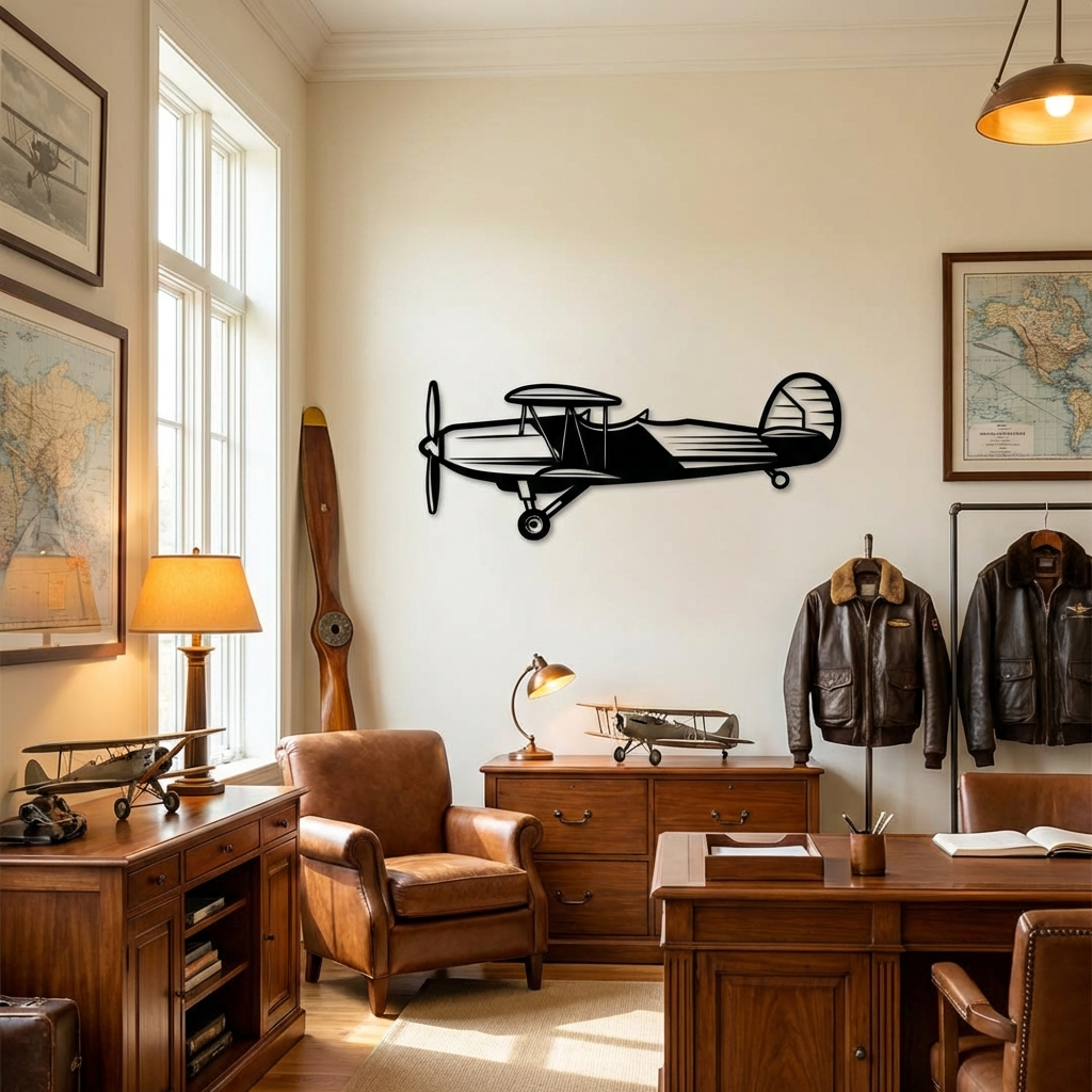 Retro Pervaneli Uçak – Metal Duvar Dekoru