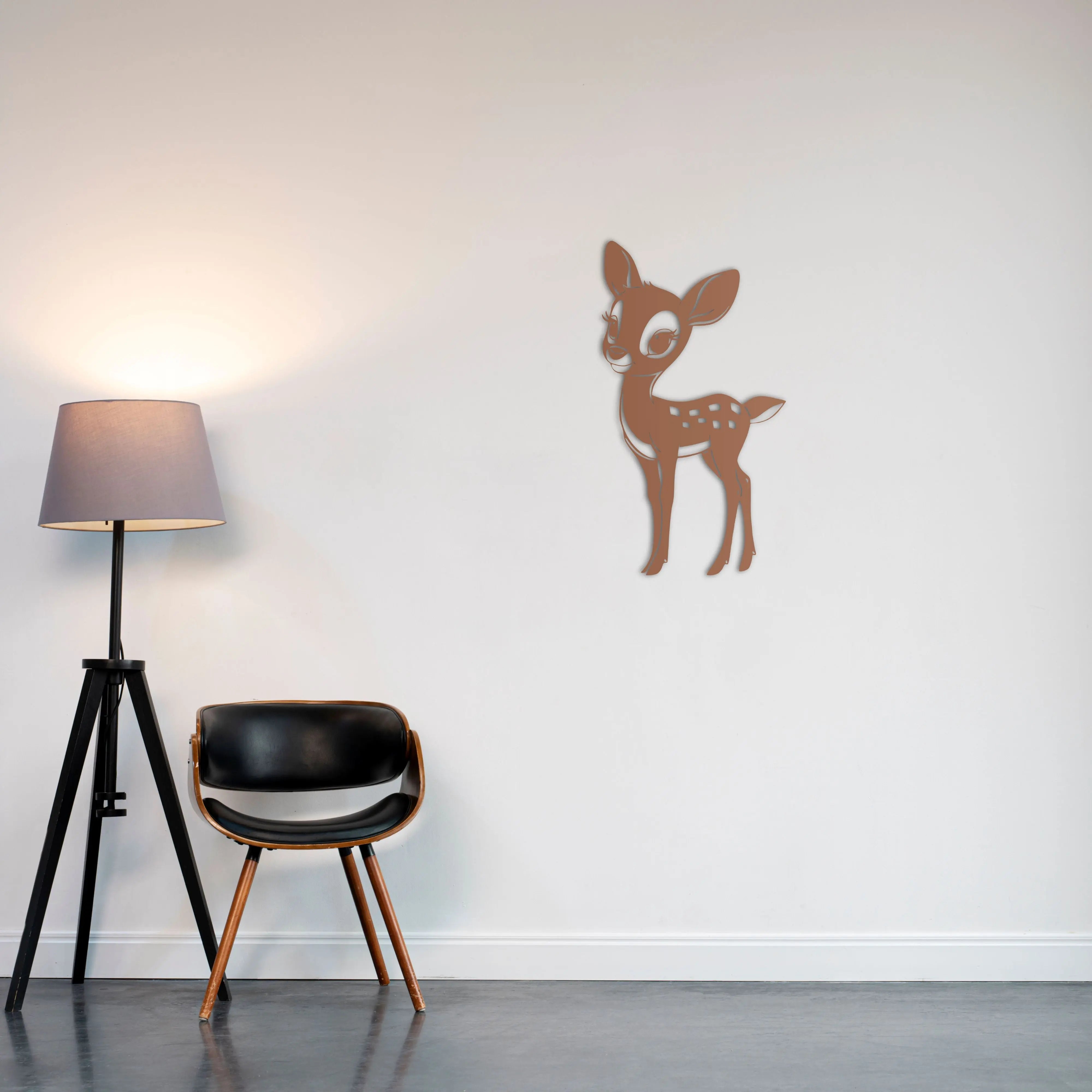 Sevimli Yavru Geyik Metal Duvar Dekoru Laser Artique