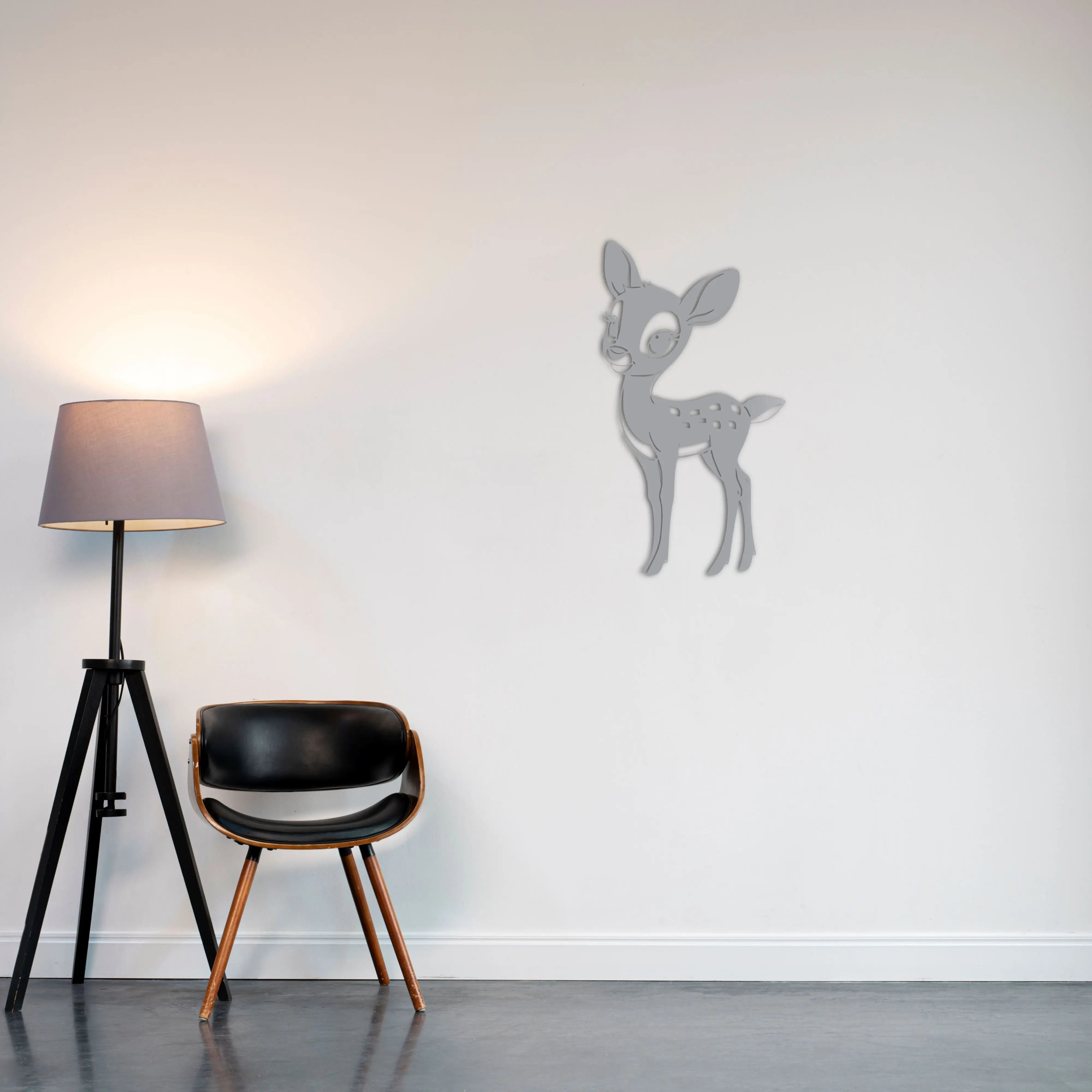 Sevimli Yavru Geyik Metal Duvar Dekoru Laser Artique