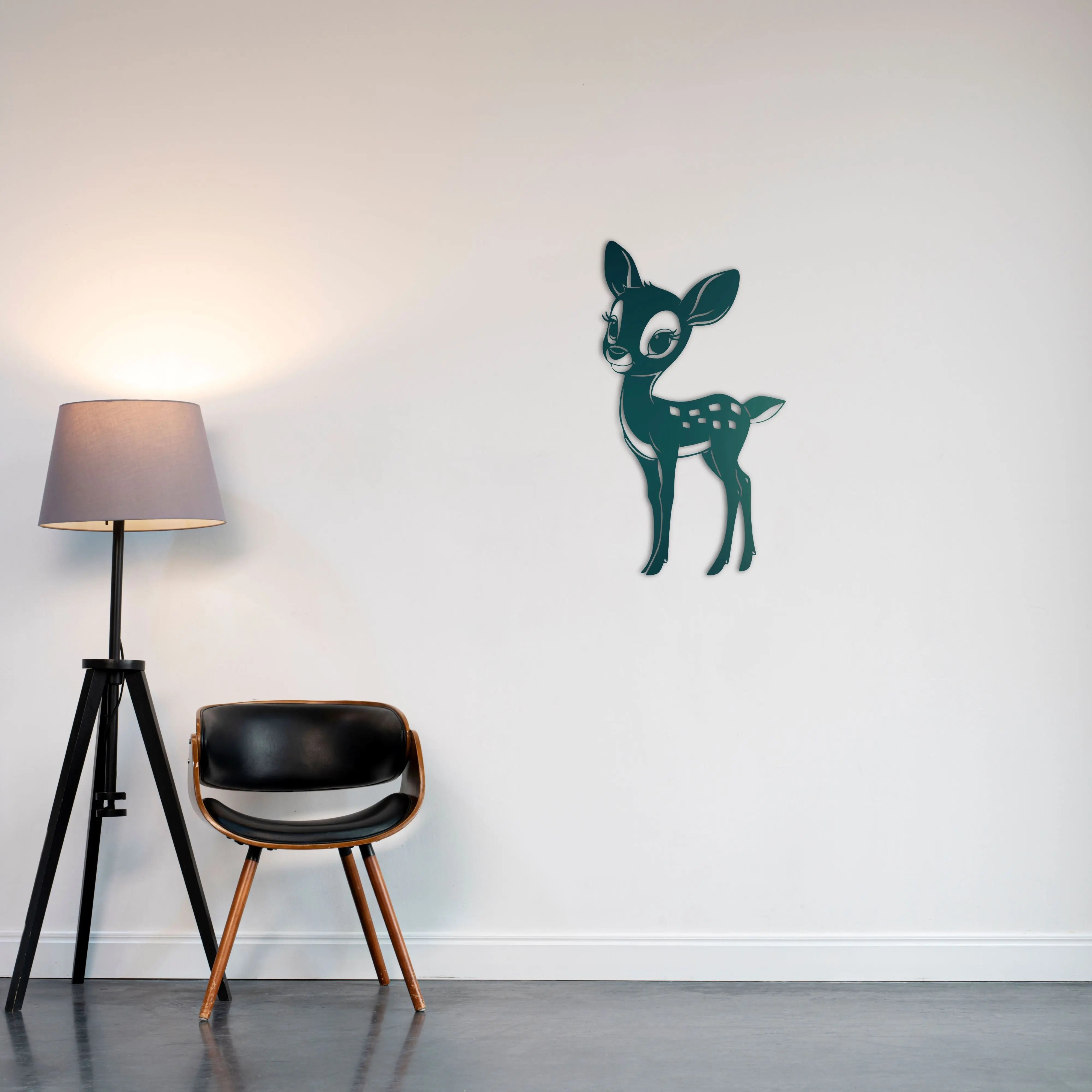 Sevimli Yavru Geyik Metal Duvar Dekoru Laser Artique