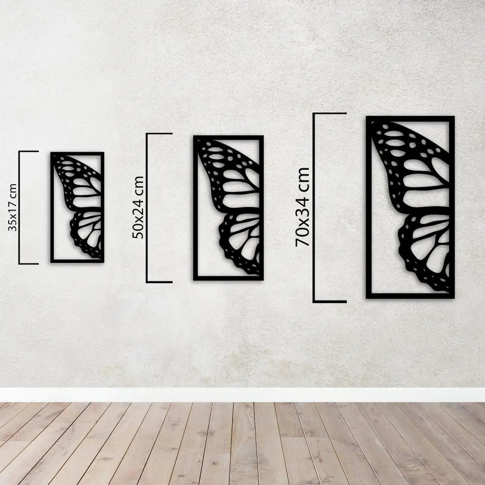 Monark Zarafeti Üç Parçalı Kelebek Metal Duvar Dekoru Laser Artique