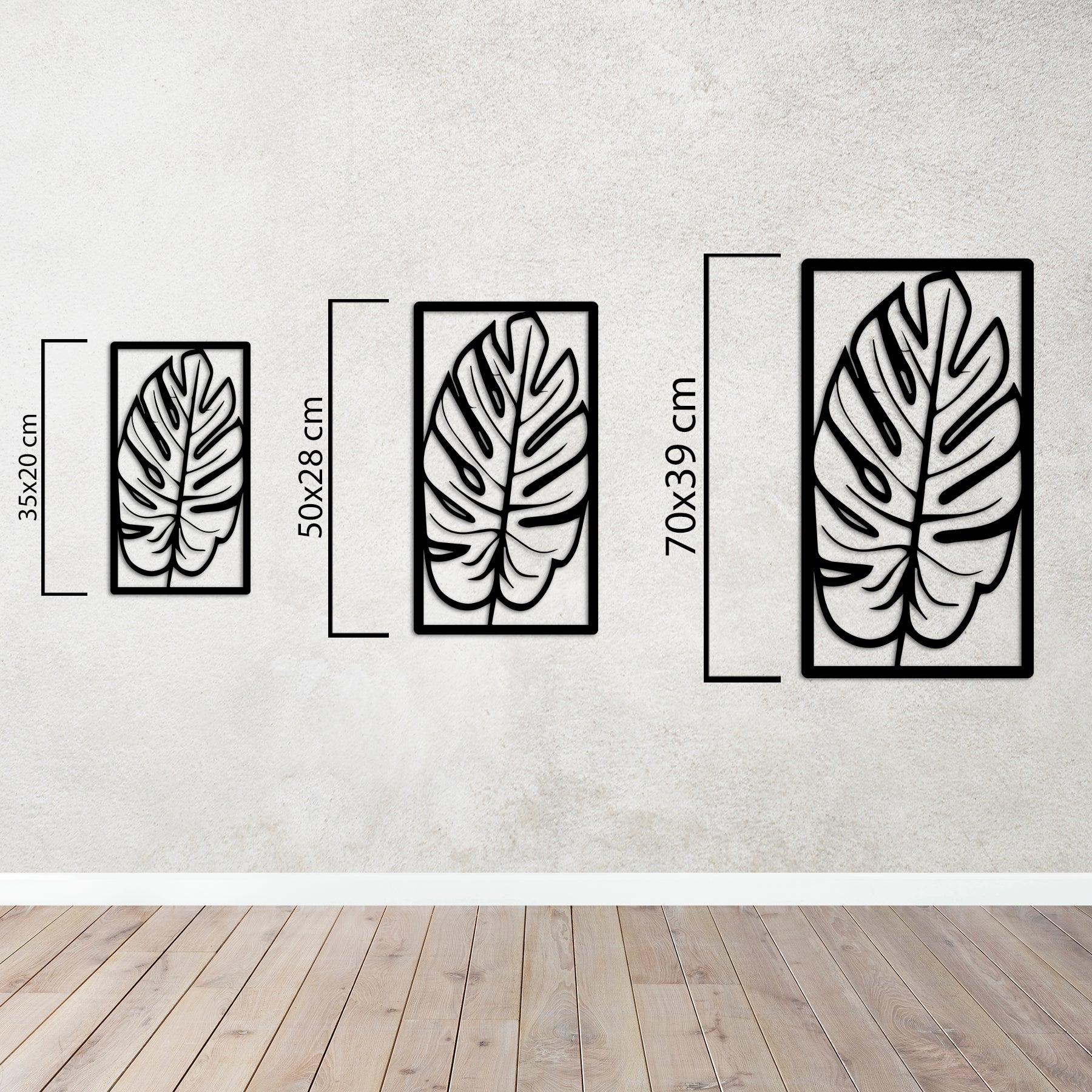 3'lü Yaprak Metal Duvar Dekoru
