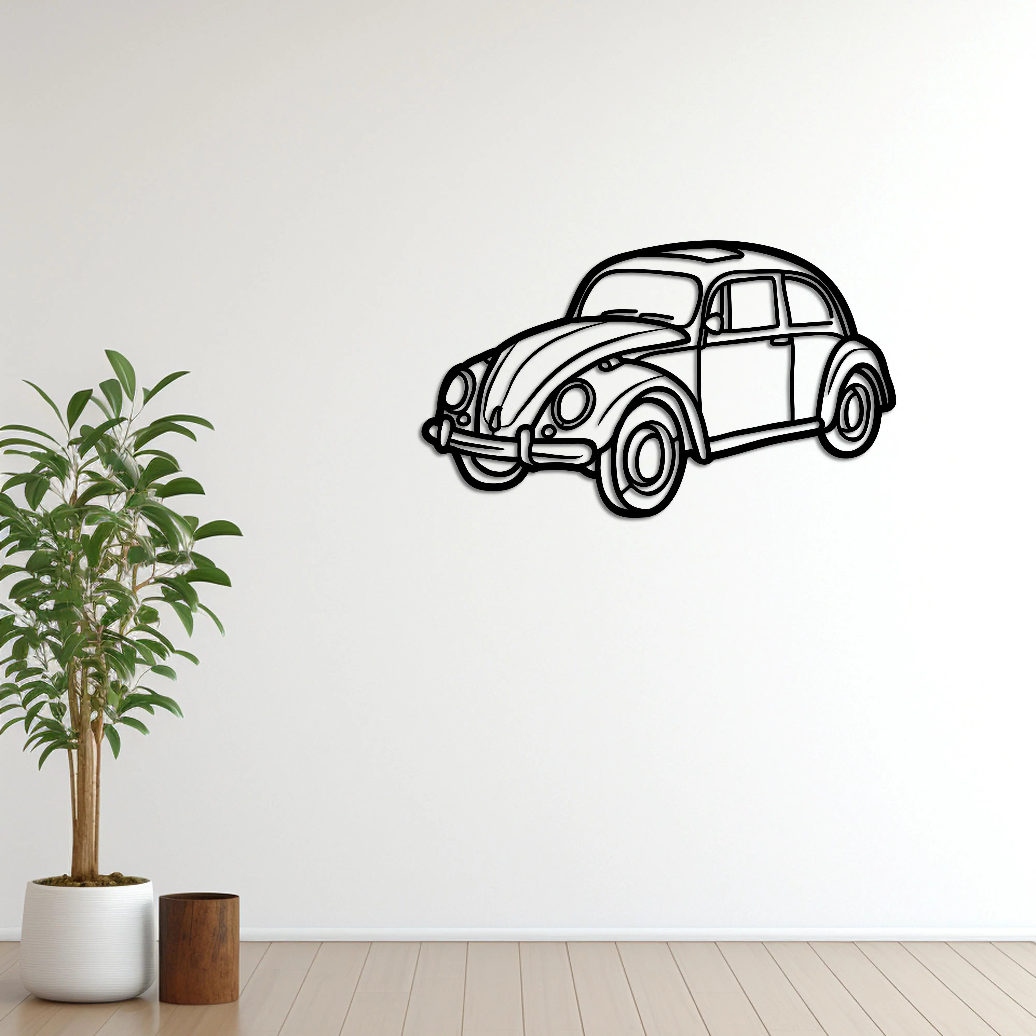 Volkswagen Beetle – Araba Metal Duvar Dekoru Laser Artique