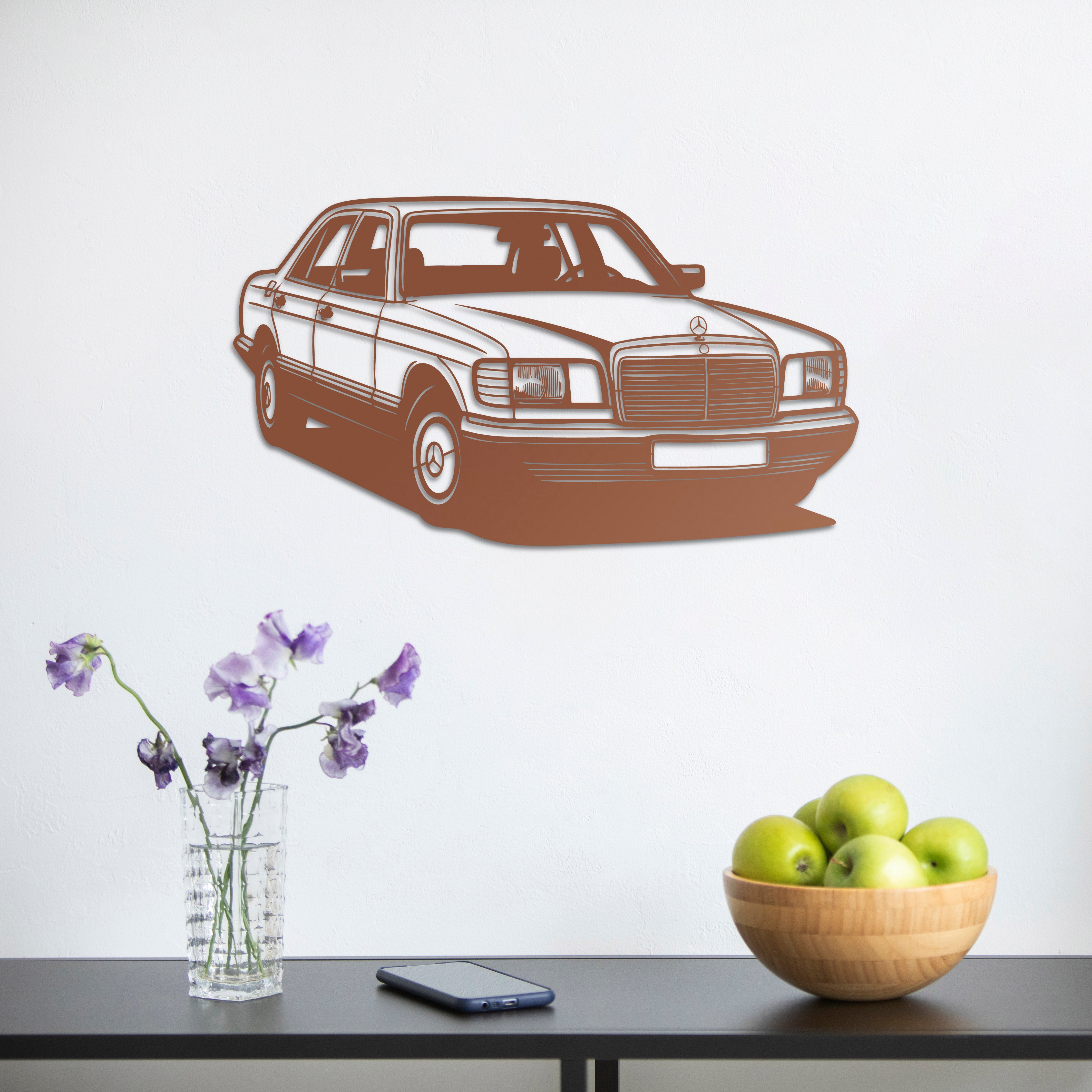 Mercedes-Benz W126 – Araba Metal Duvar Dekoru Laser Artique