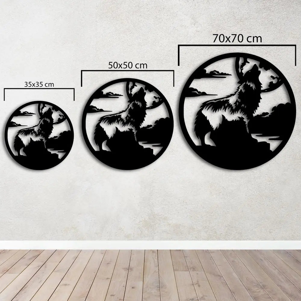 Kurt ve Dolunay Metal Duvar Dekoru Laser Artique