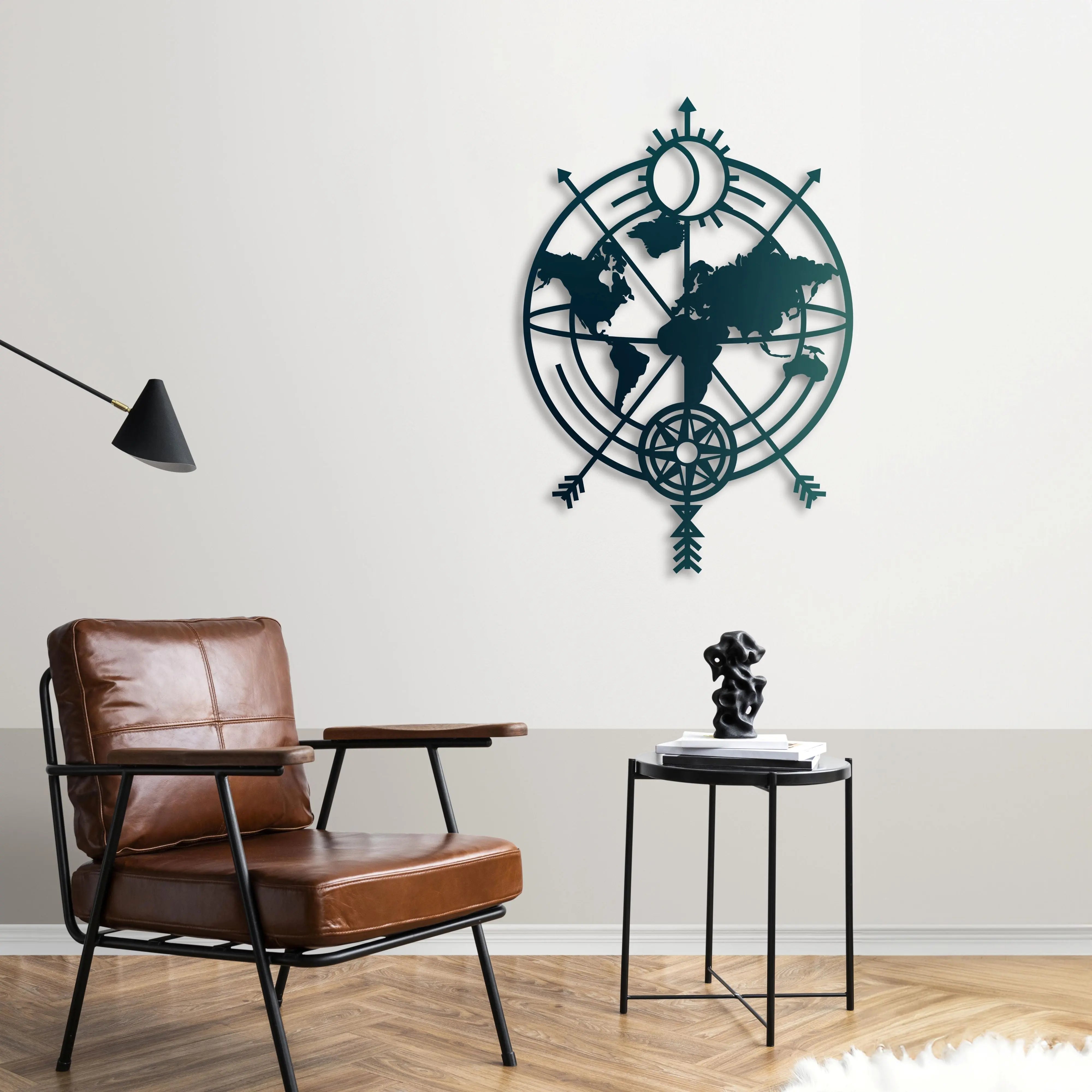 Keşif ve Yön Haritası – Metal Duvar Dekoru Laser Artique