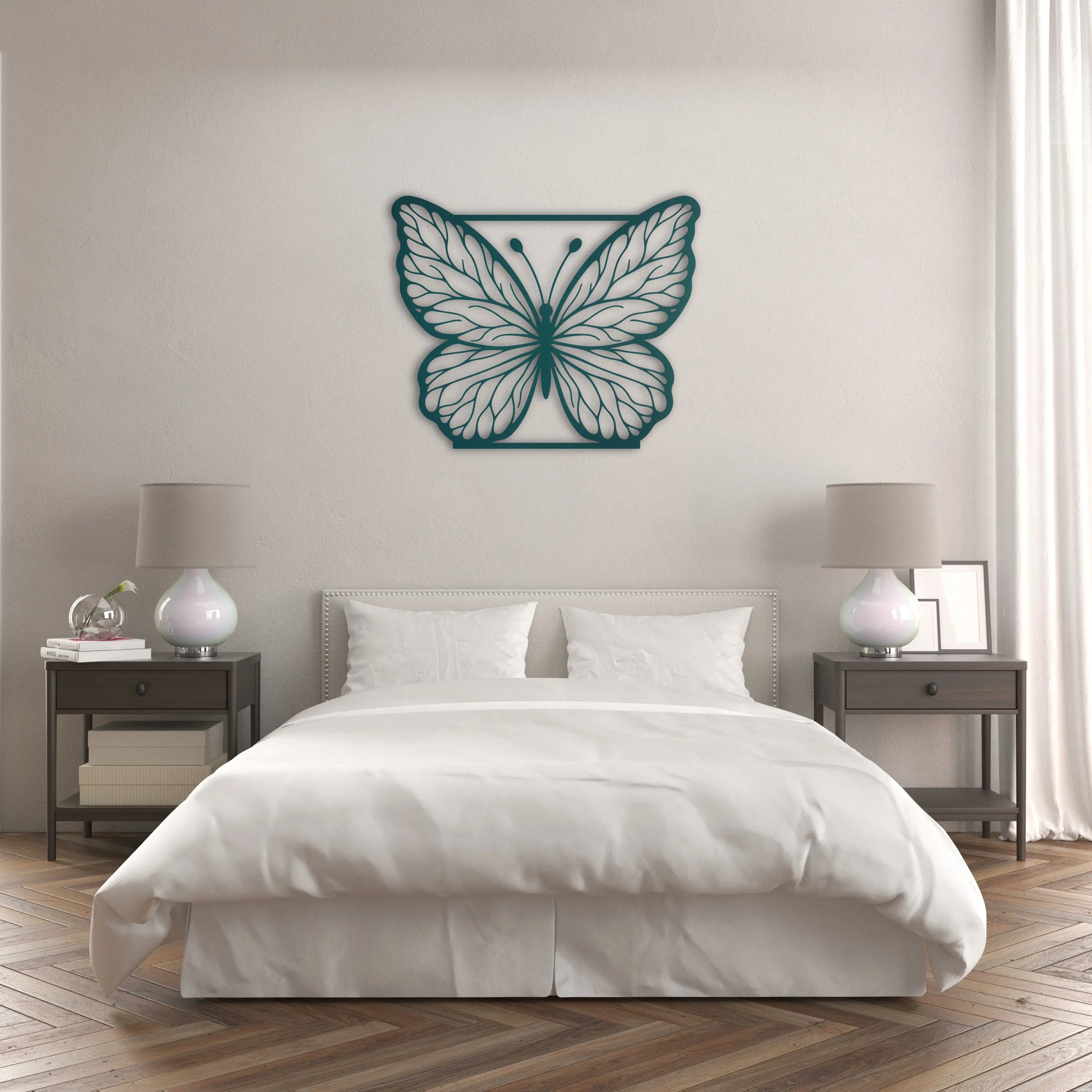 Zarif Kelebek Metal Duvar Dekoru Laser Artique