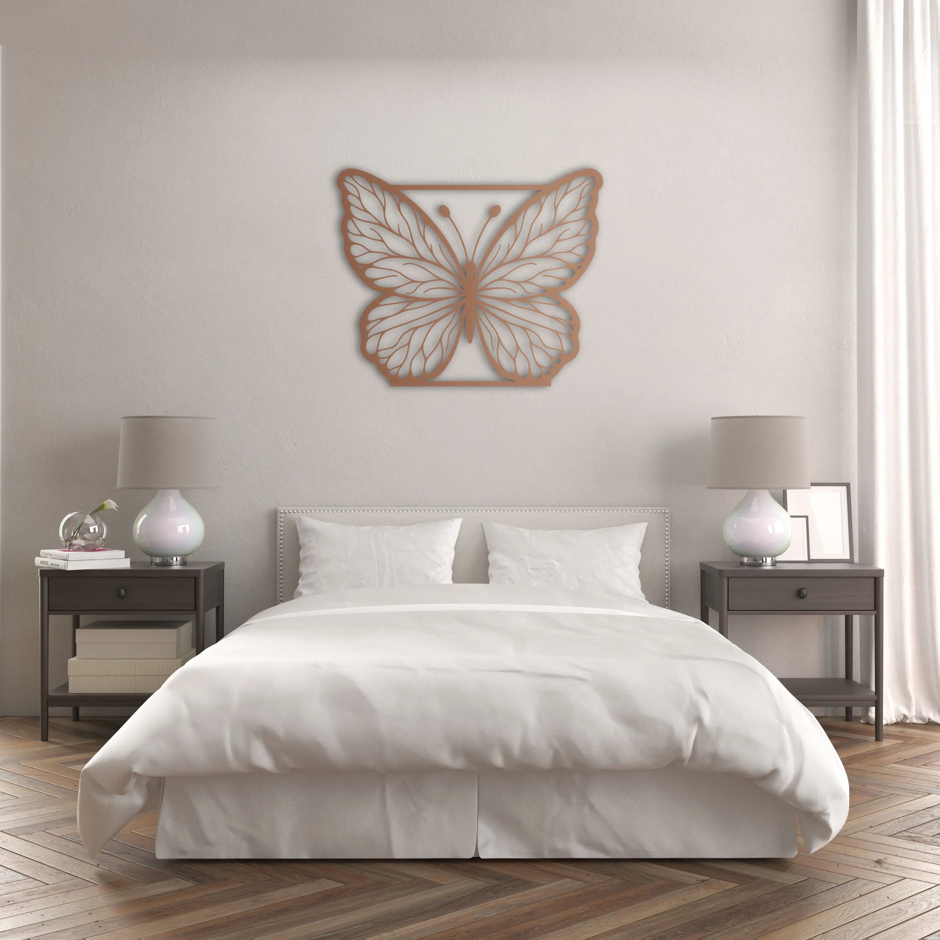 Zarif Kelebek Metal Duvar Dekoru Laser Artique