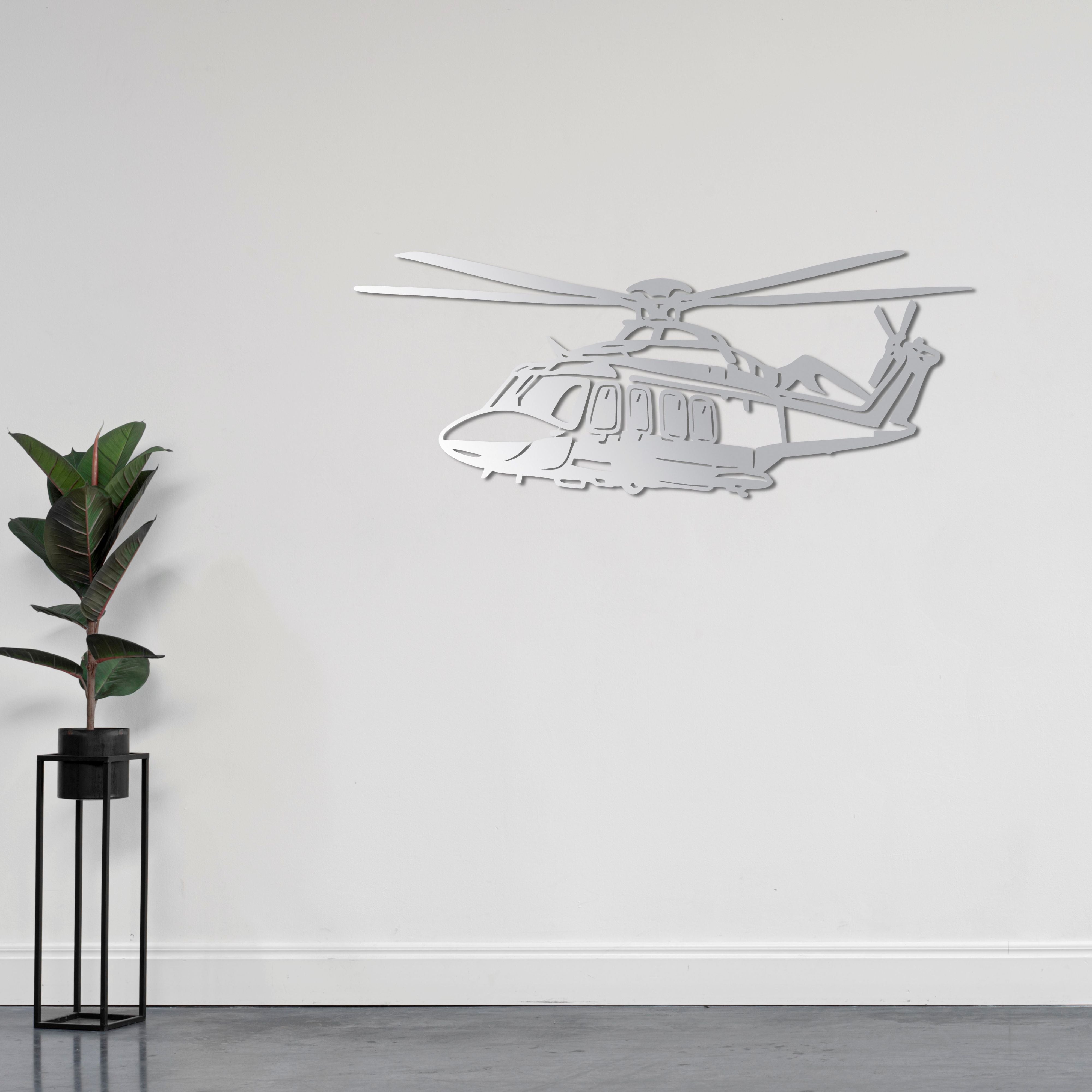 AW139 Helikopter Metal Duvar Dekoru