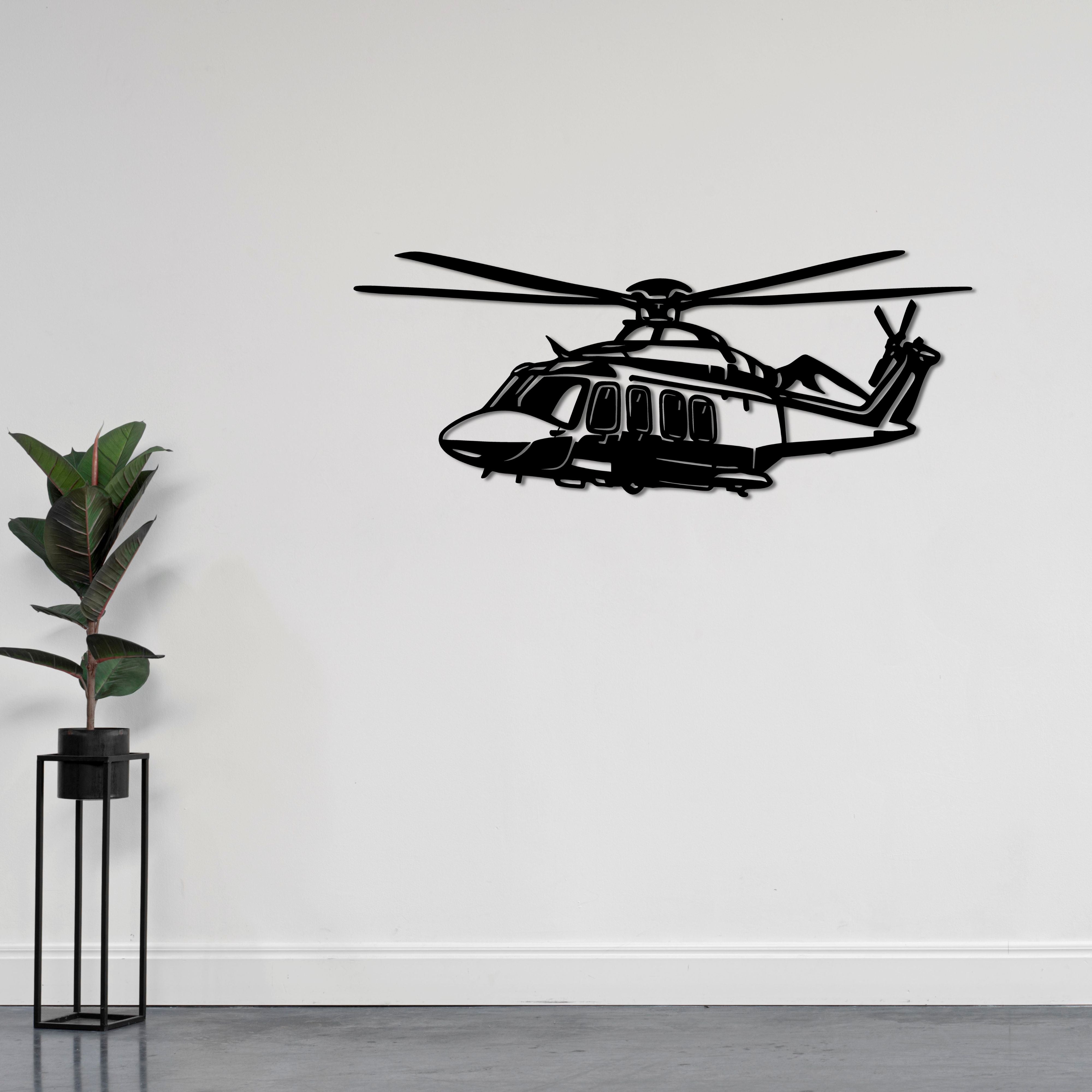 AW139 Helikopter Metal Duvar Dekoru