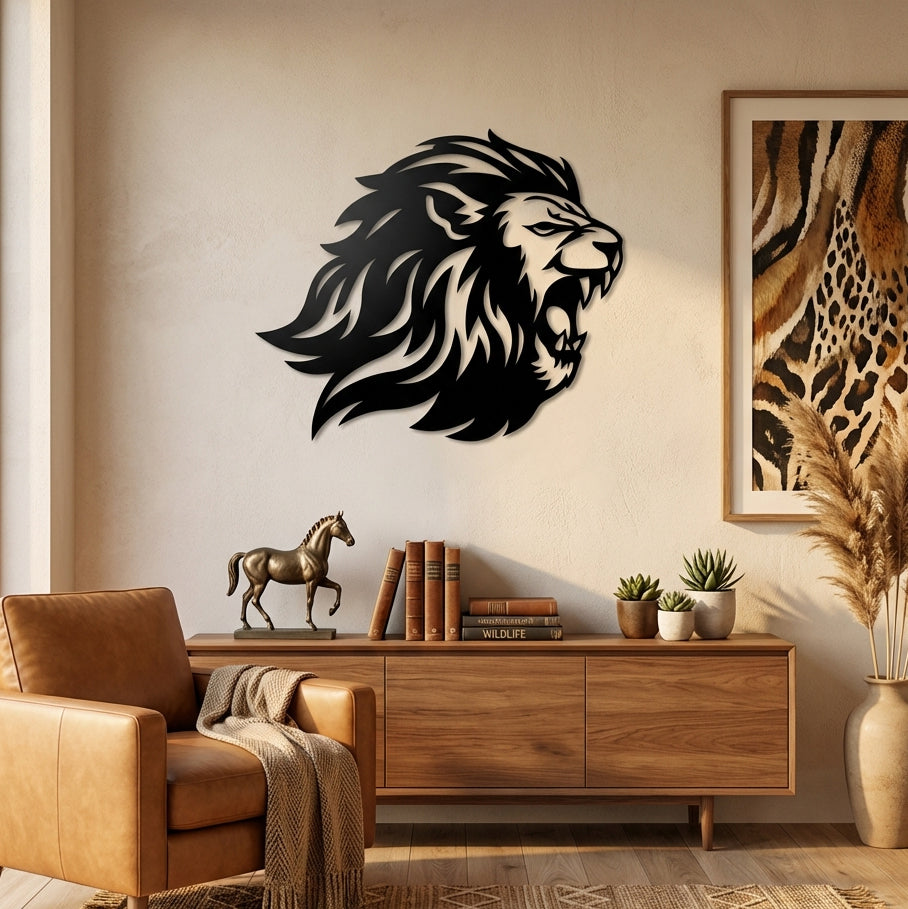 Asaletin Simgesi Aslan Metal Duvar Dekoru